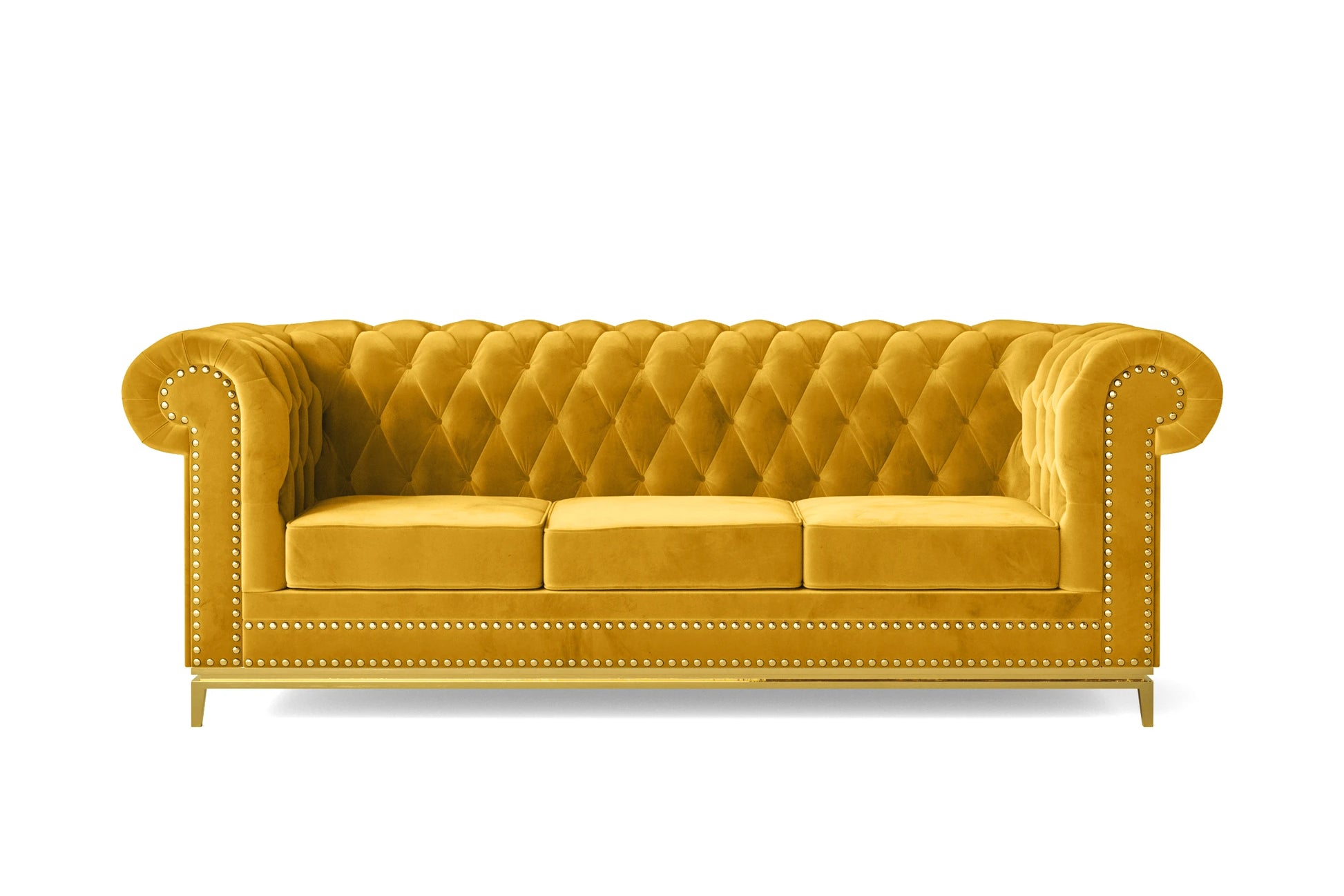 Venice 3 Seater Sofa Yellow Velvet