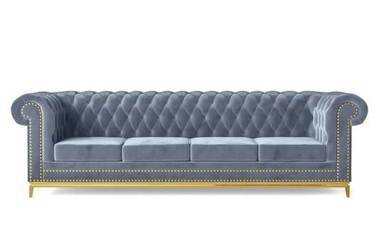 Venice 4 Seater Sofa Baby Blue Velvet