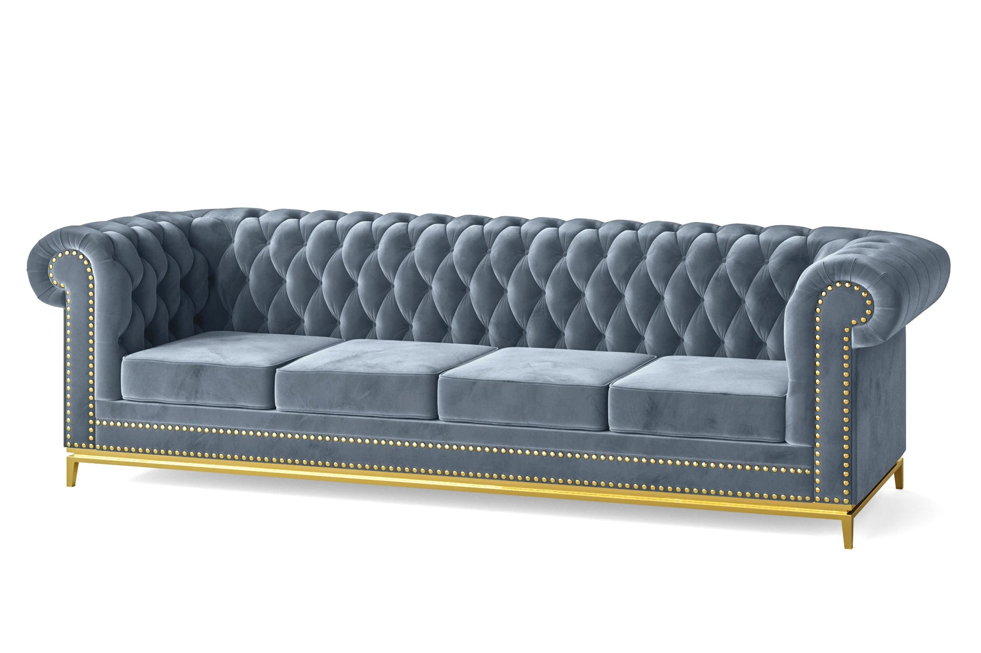 Venice 4 Seater Sofa Baby Blue Velvet