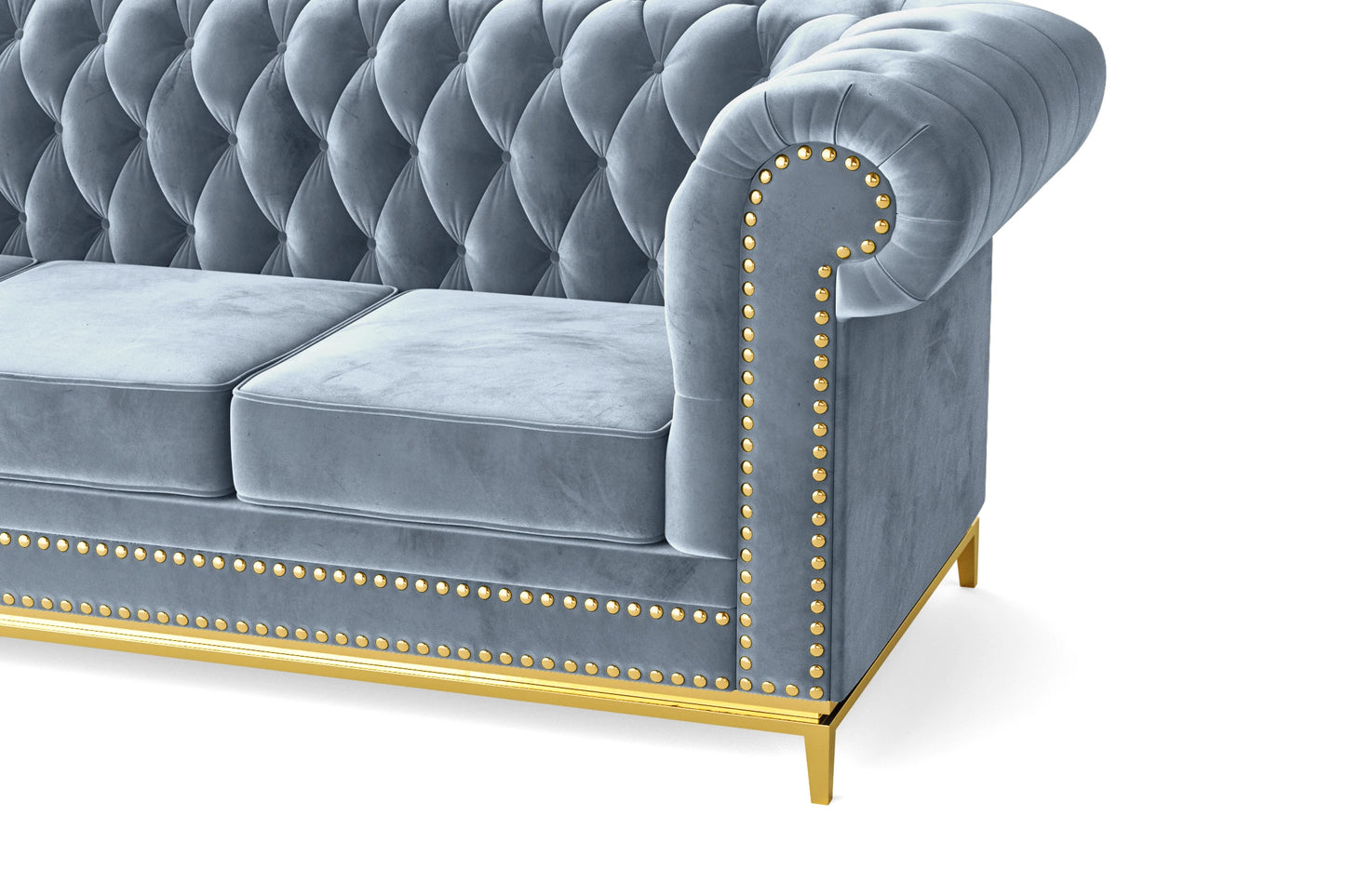 Venice 4 Seater Sofa Baby Blue Velvet