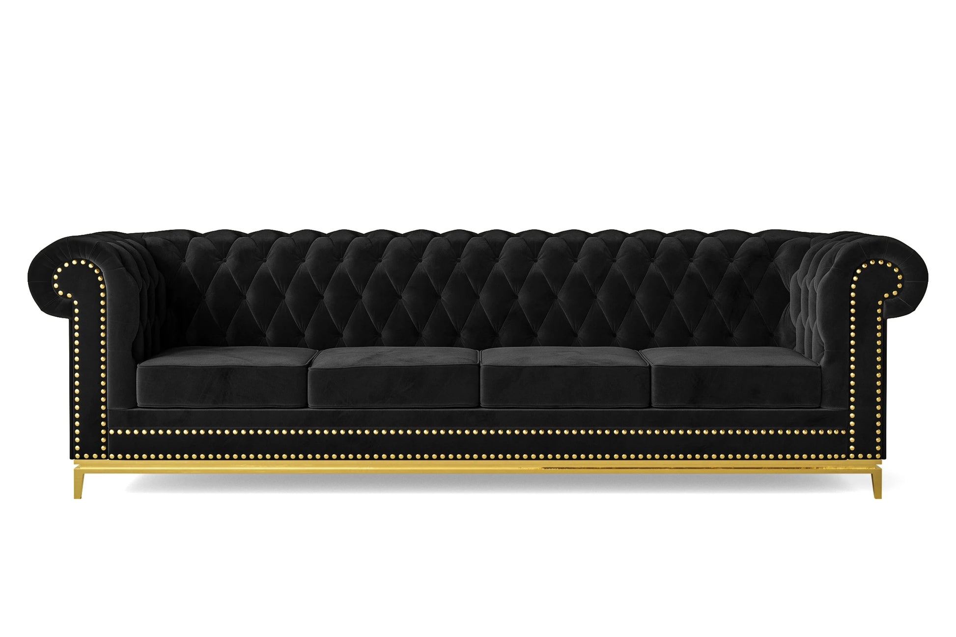 Venice 4 Seater Sofa Black Velvet