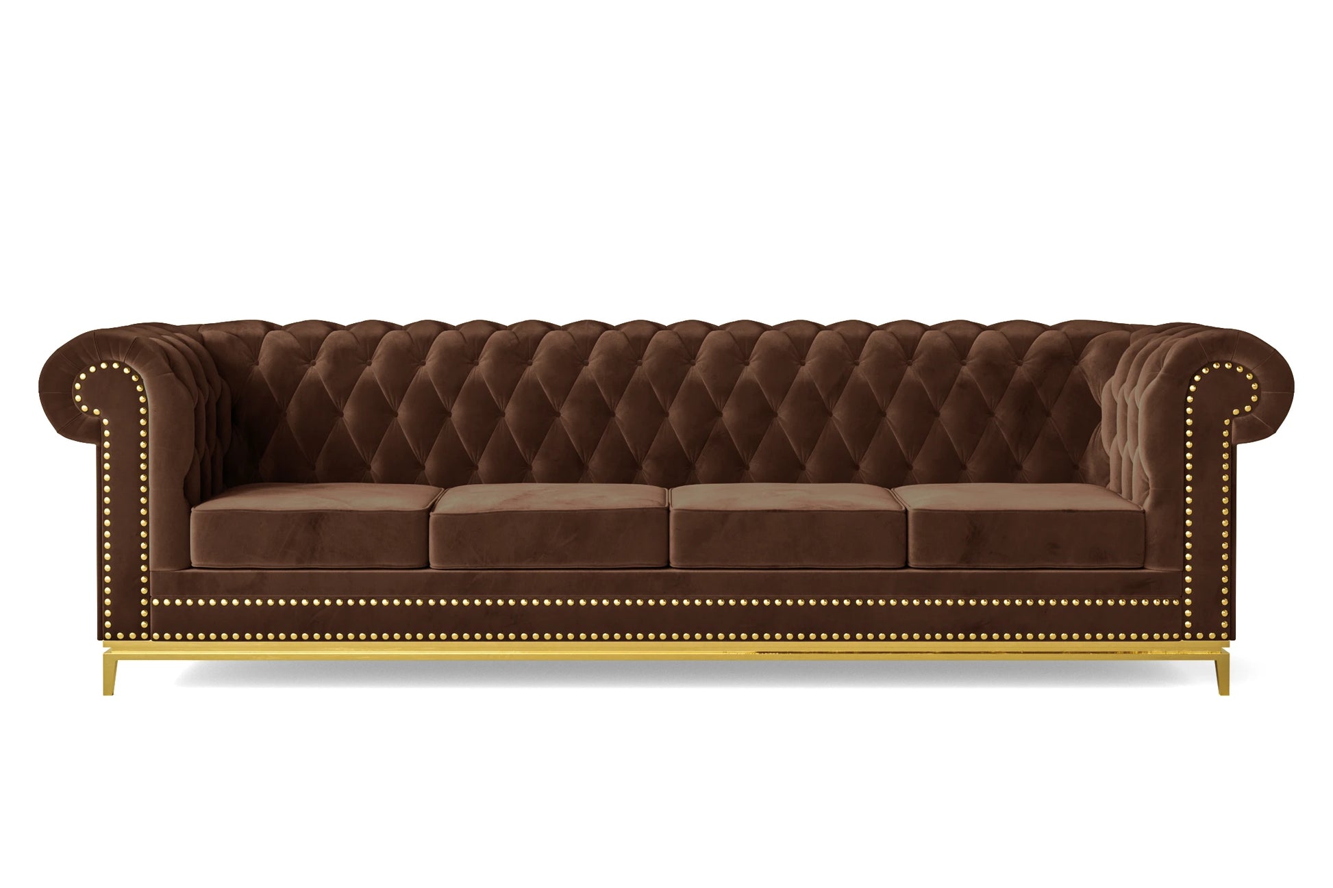 Venice 4 Seater Sofa Coffee Brown Velvet