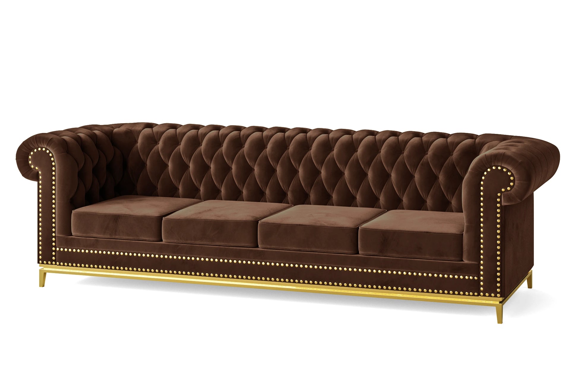 Venice 4 Seater Sofa Coffee Brown Velvet