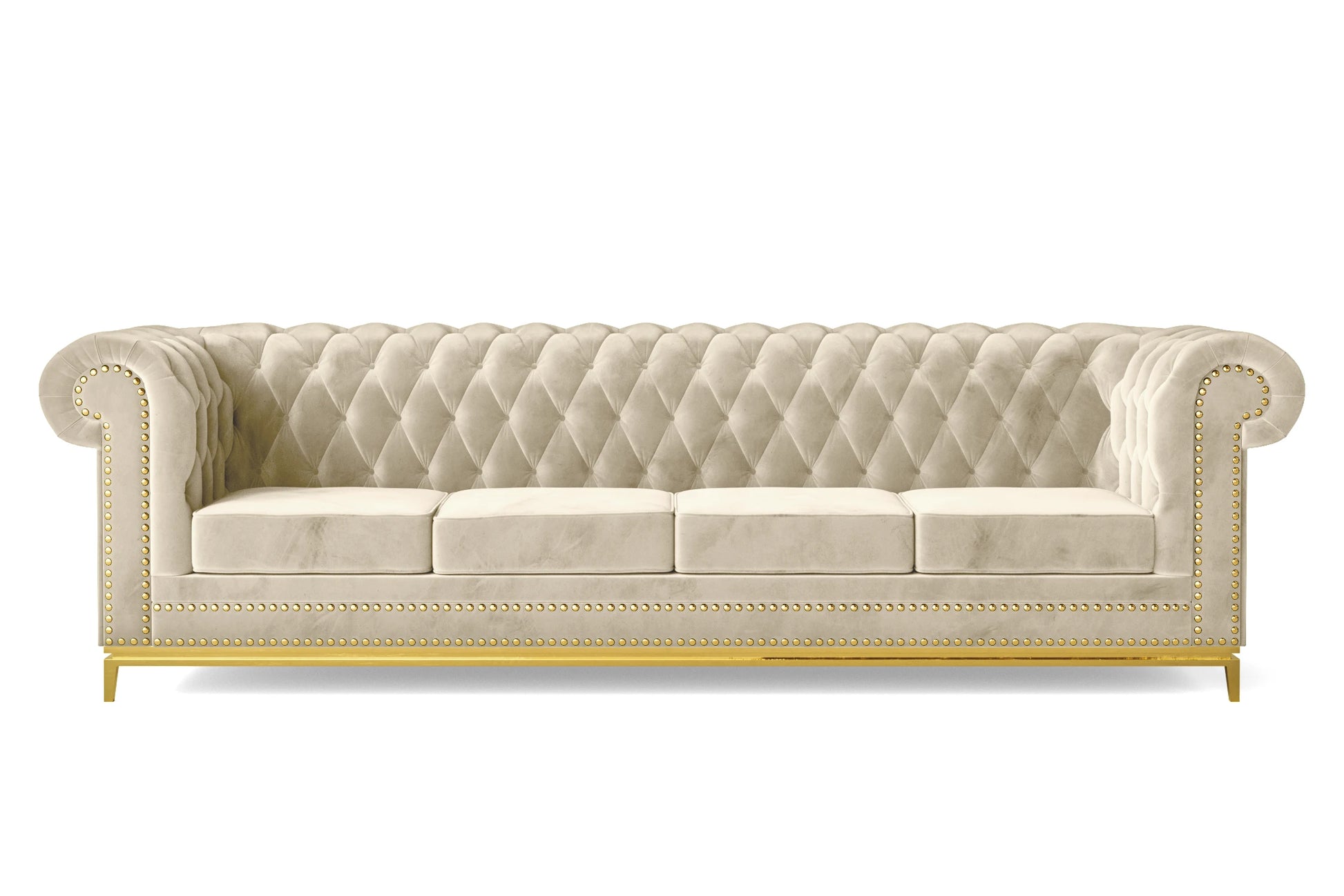 Venice 4 Seater Sofa Cream Velvet