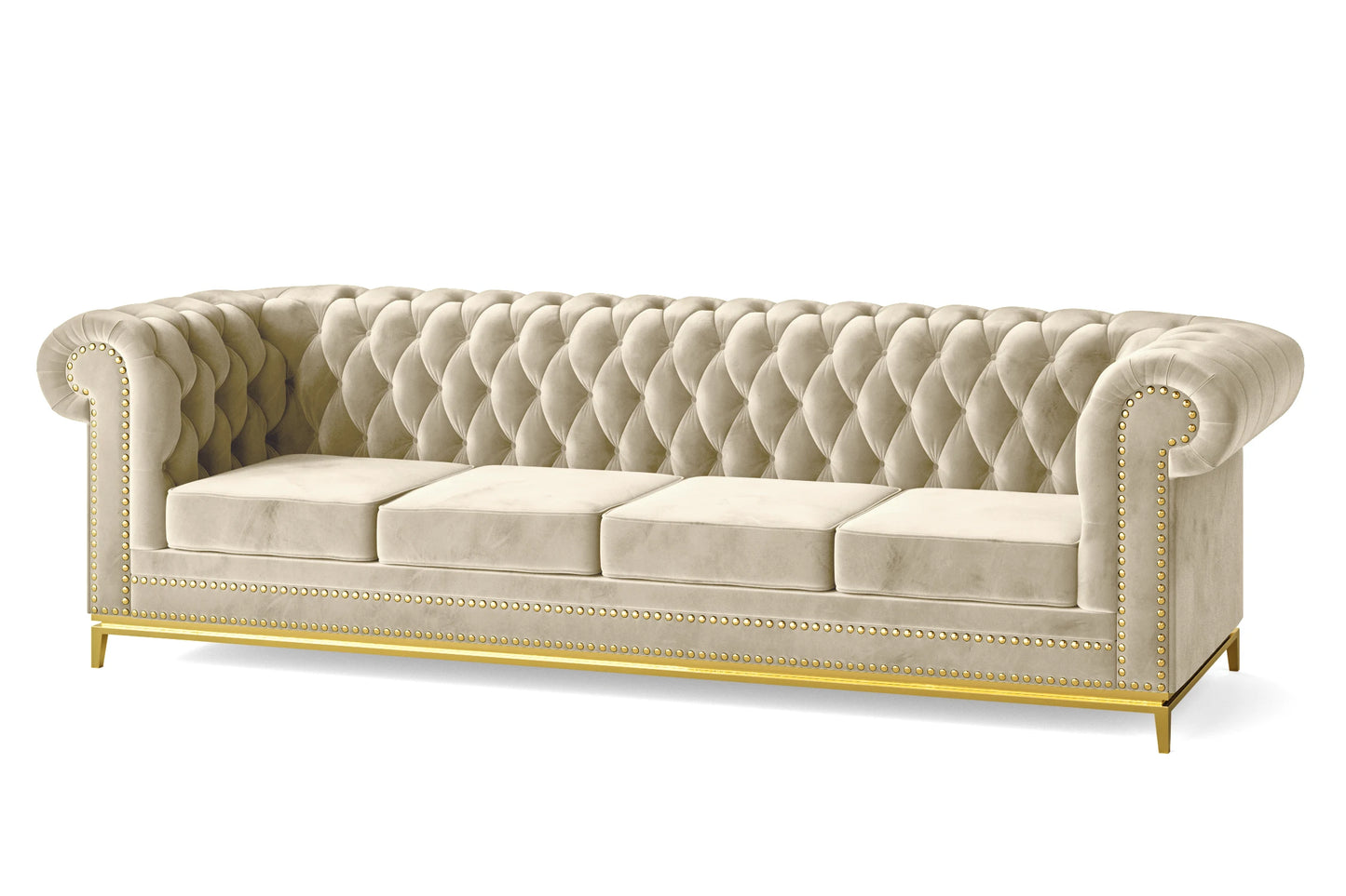 Venice 4 Seater Sofa Cream Velvet