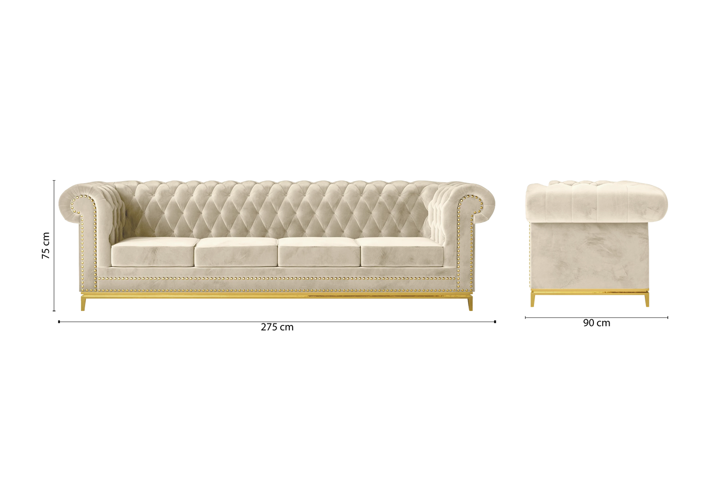 Venice 4 Seater Sofa Cream Velvet