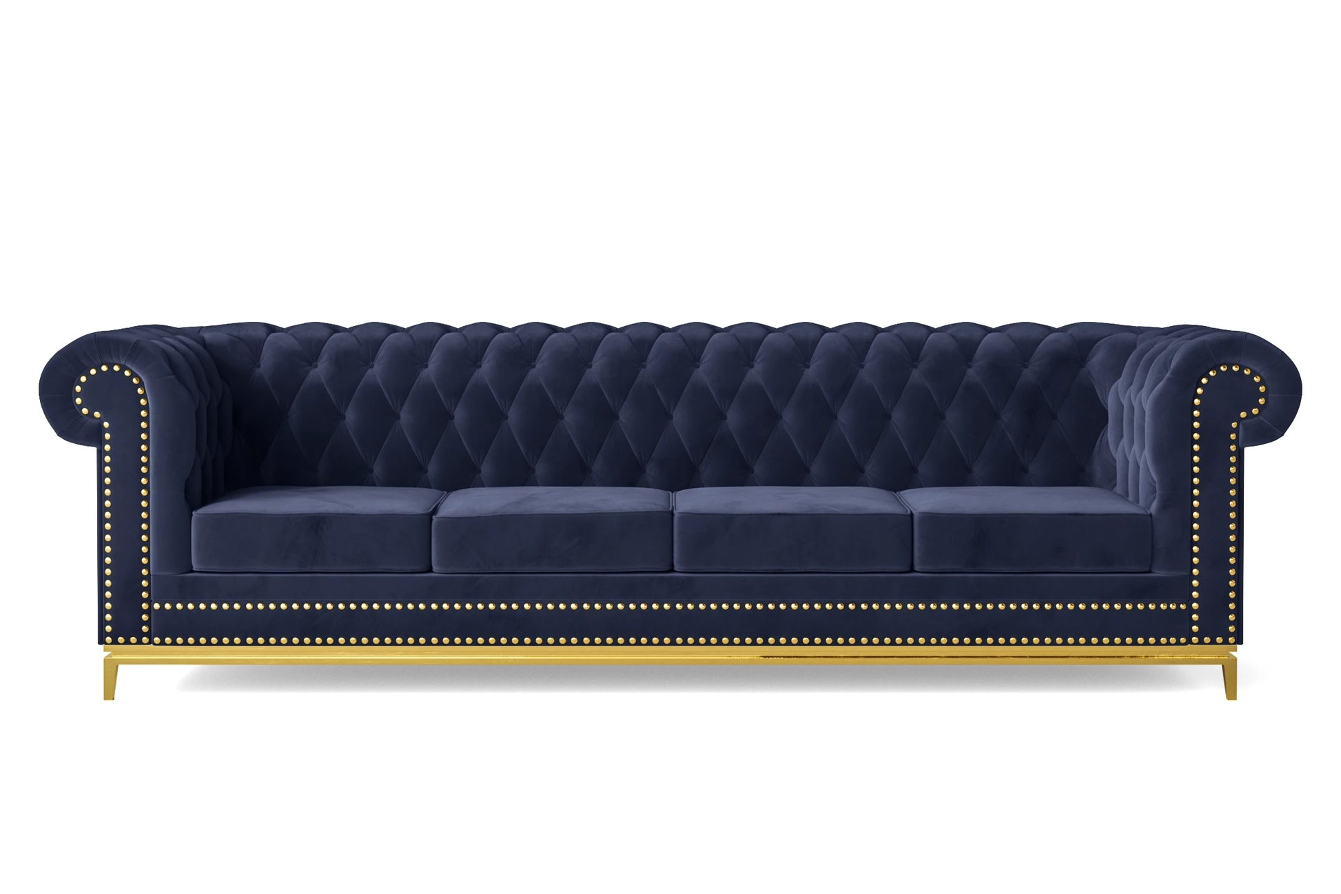 Venice 4 Seater Sofa Dark Blue Velvet