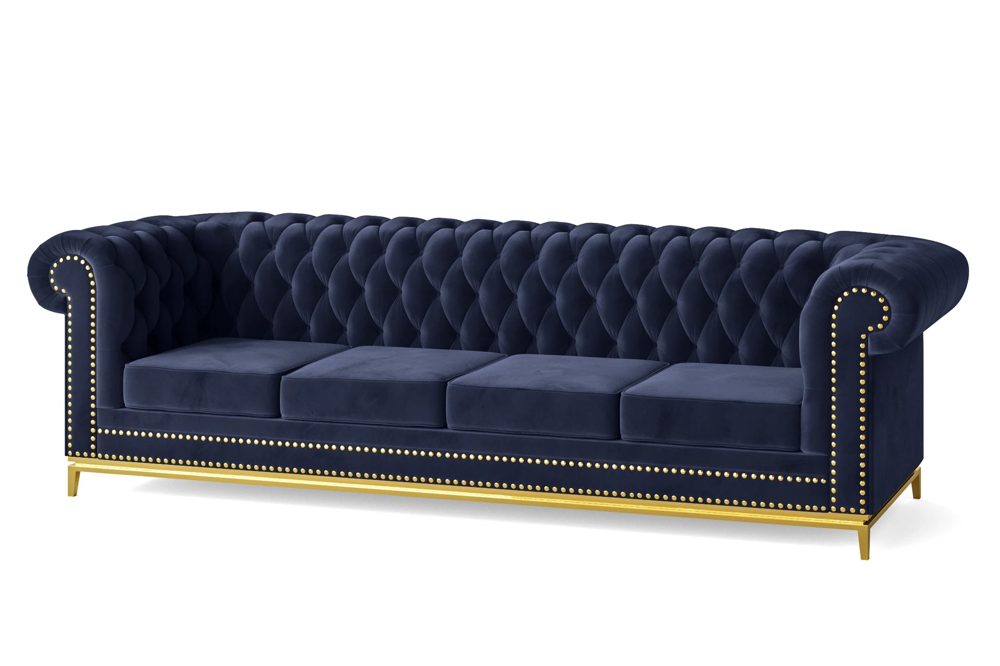 Venice 4 Seater Sofa Dark Blue Velvet