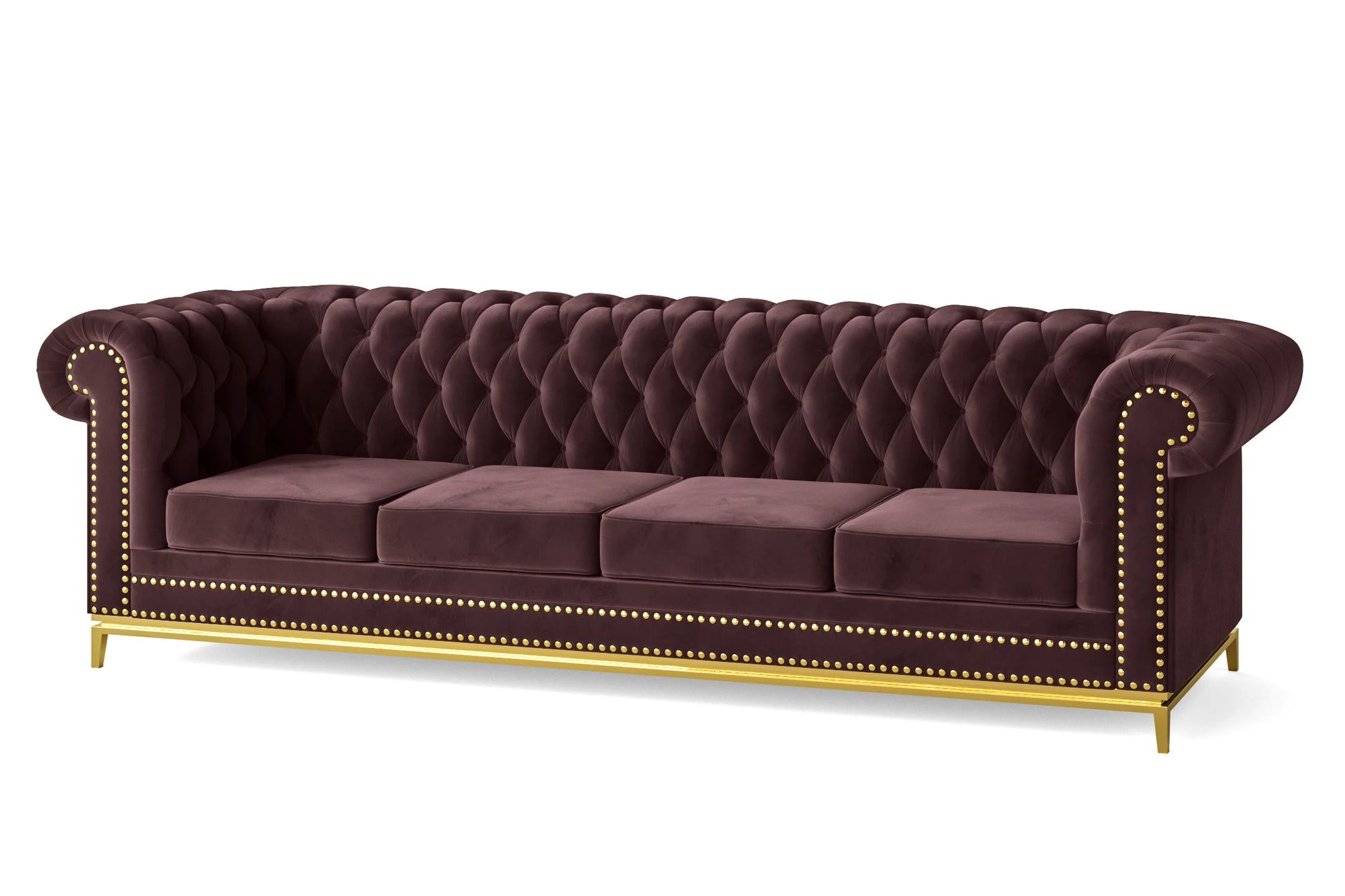 Venice 4 Seater Sofa Grape Velvet