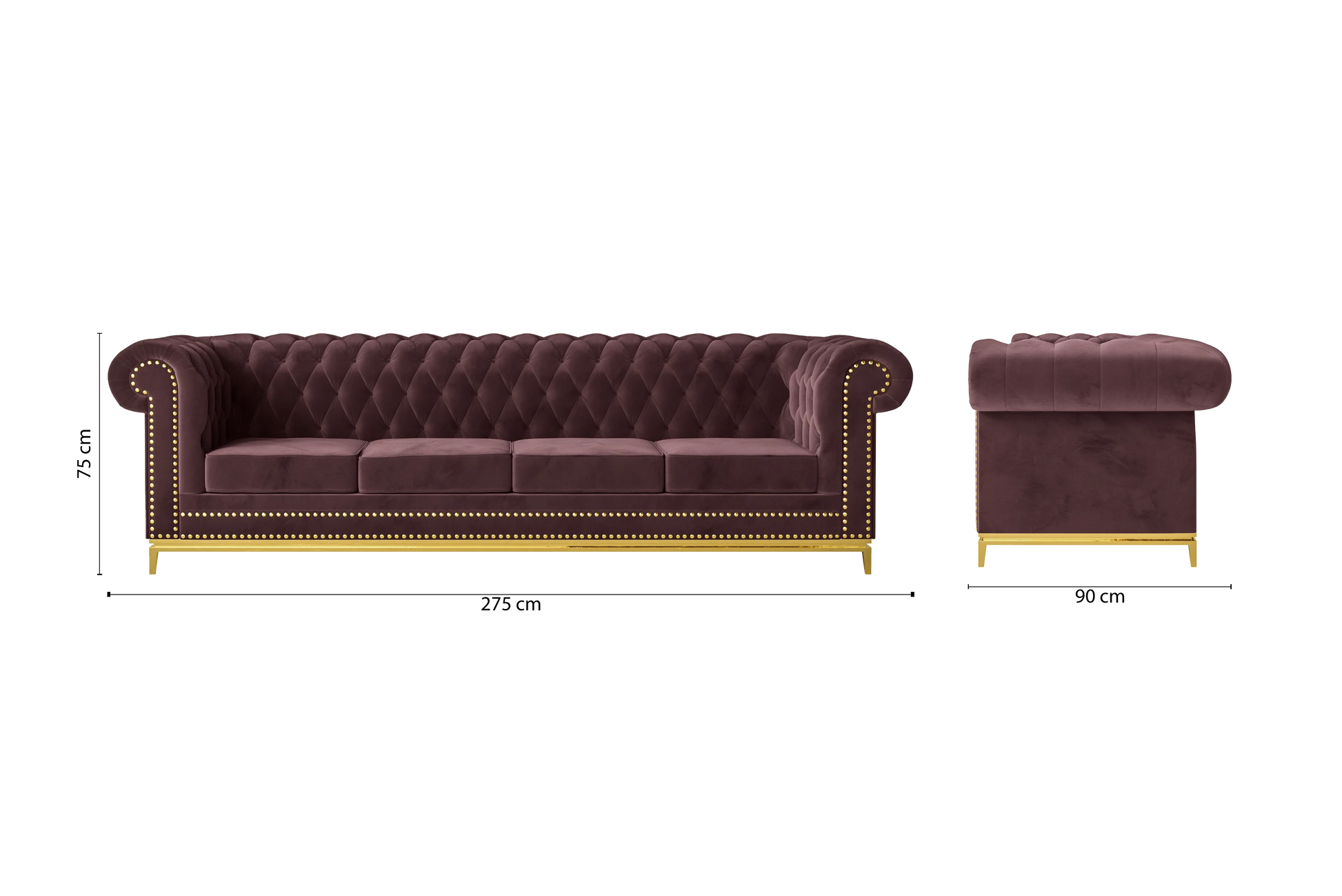 Venice 4 Seater Sofa Grape Velvet