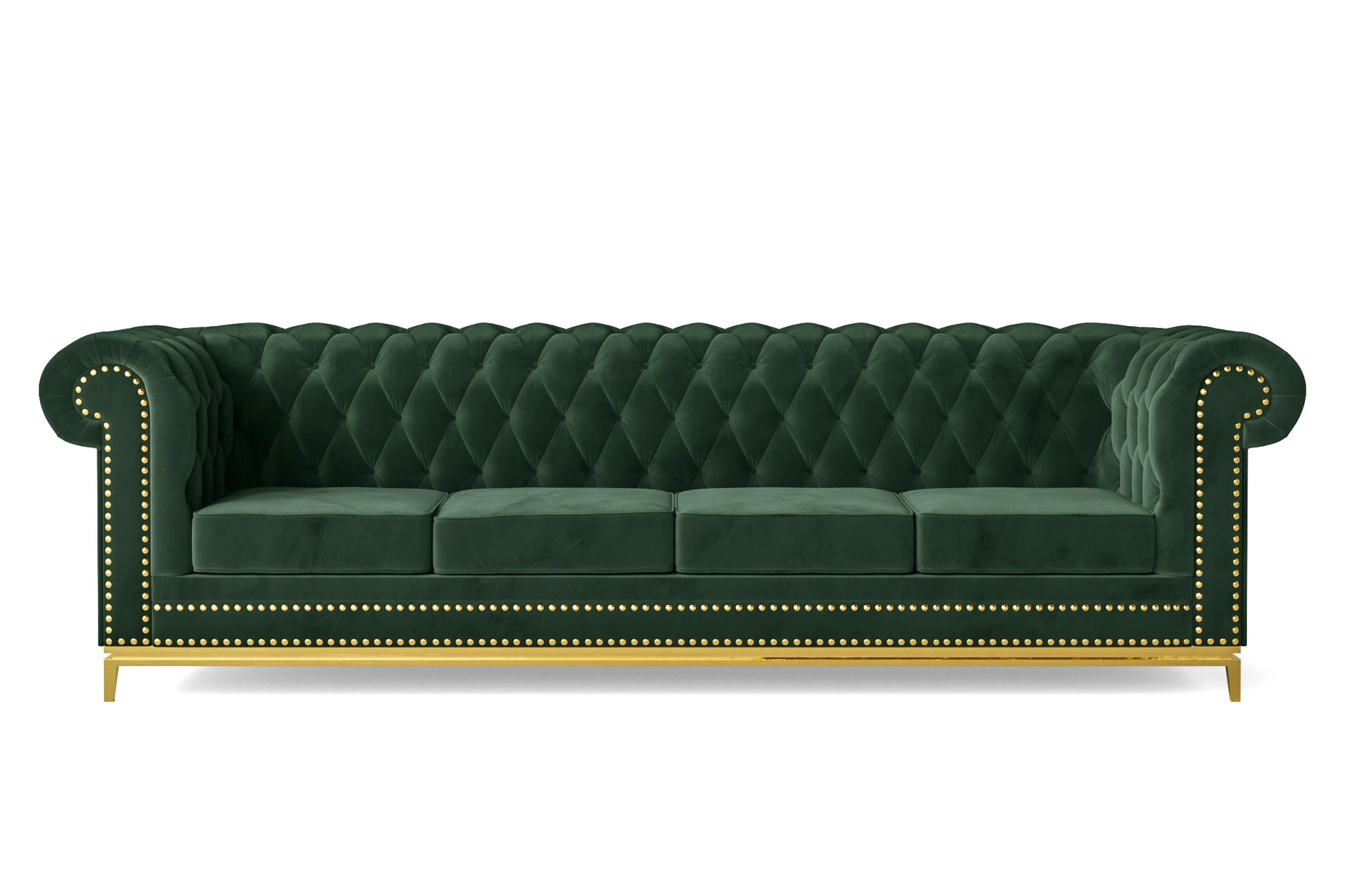 Venice 4 Seater Sofa Green Velvet