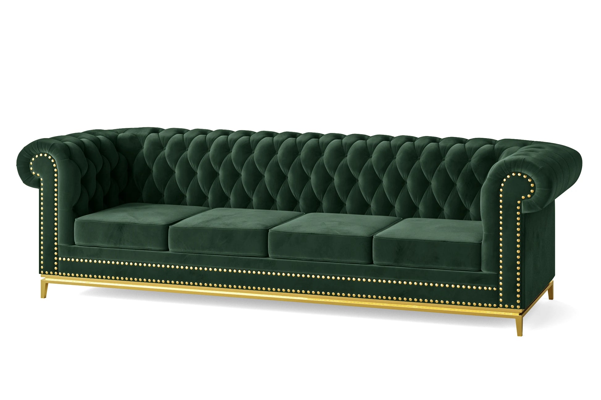 Venice 4 Seater Sofa Green Velvet