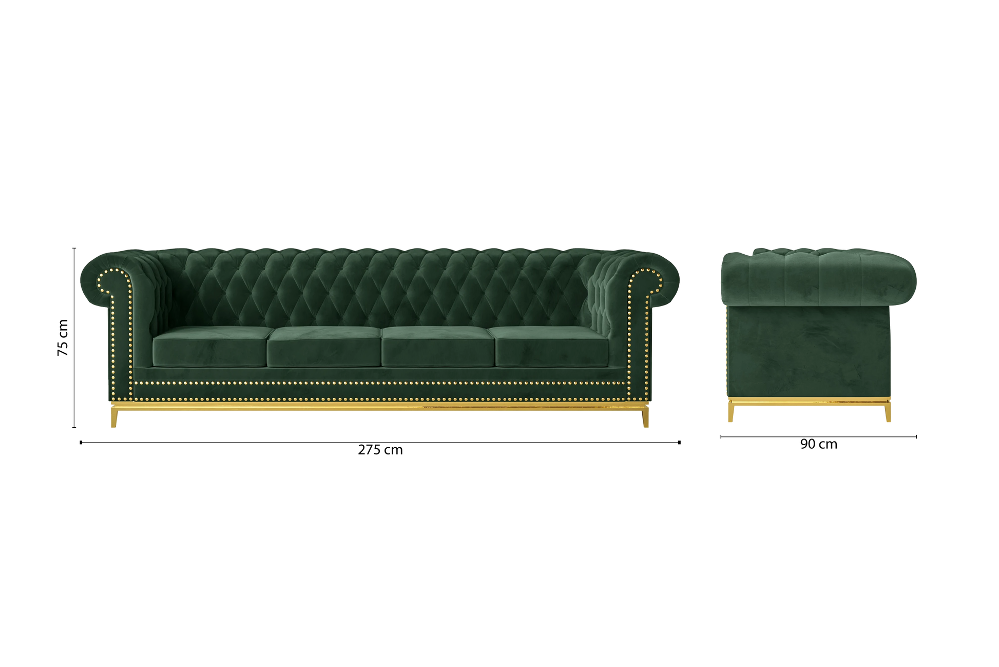 Venice 4 Seater Sofa Green Velvet