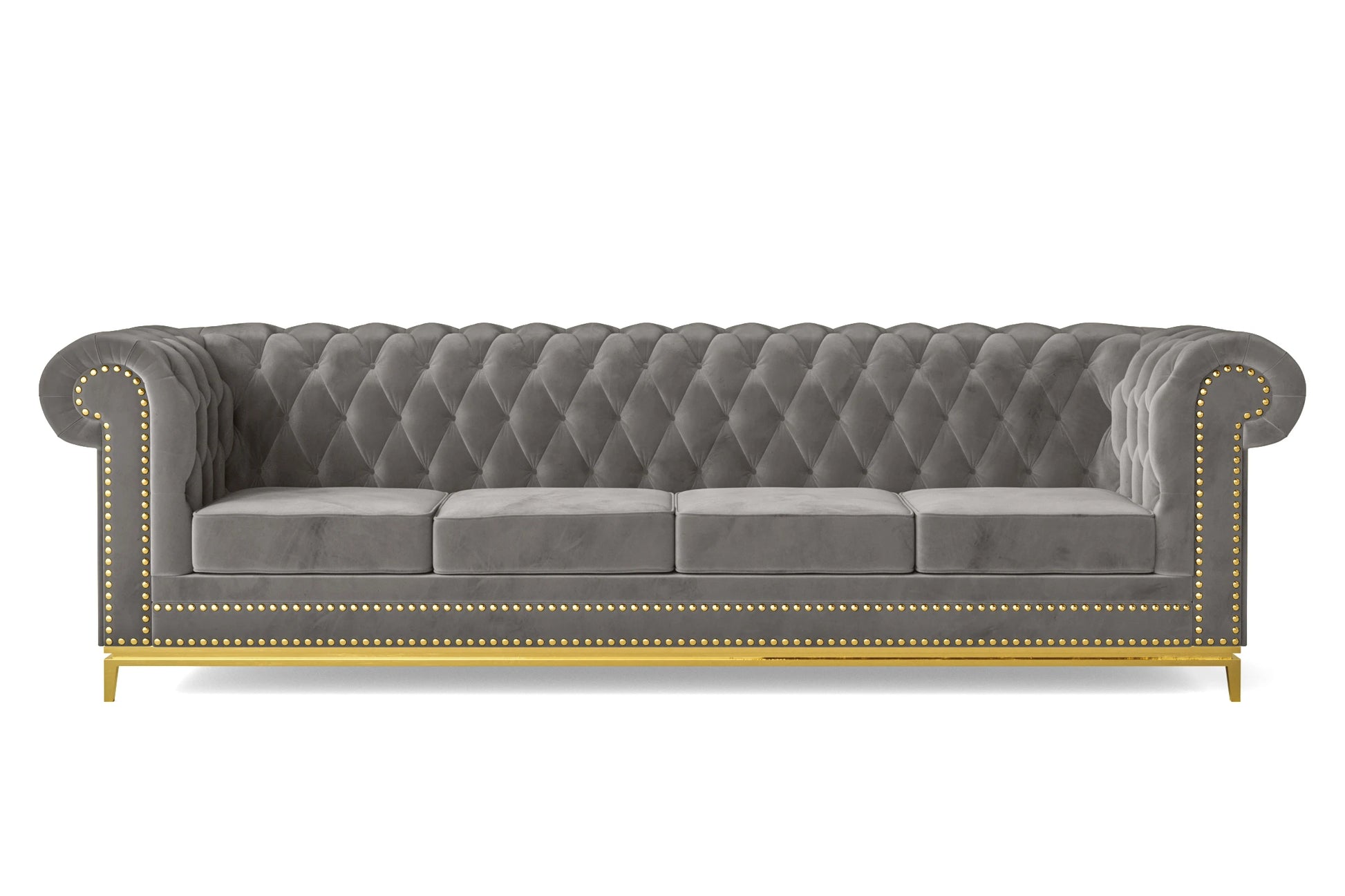 Venice 4 Seater Sofa Grey Velvet