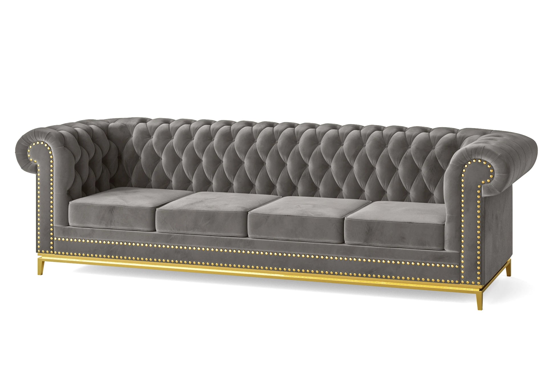 Venice 4 Seater Sofa Grey Velvet