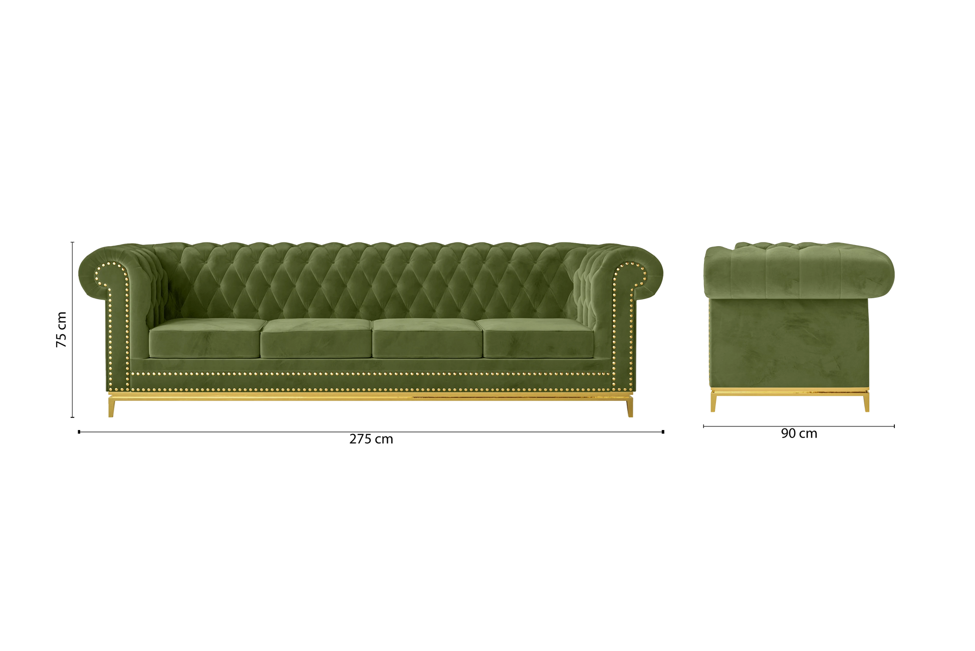 Venice 4 Seater Sofa Lime Velvet