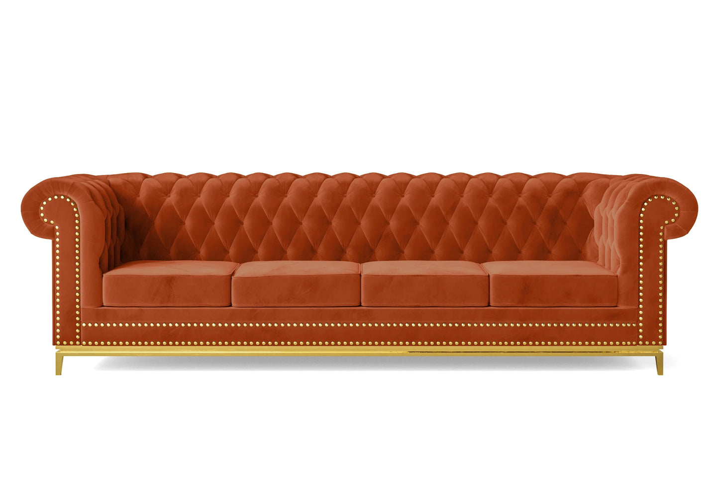 Venice 4 Seater Sofa Orange Velvet