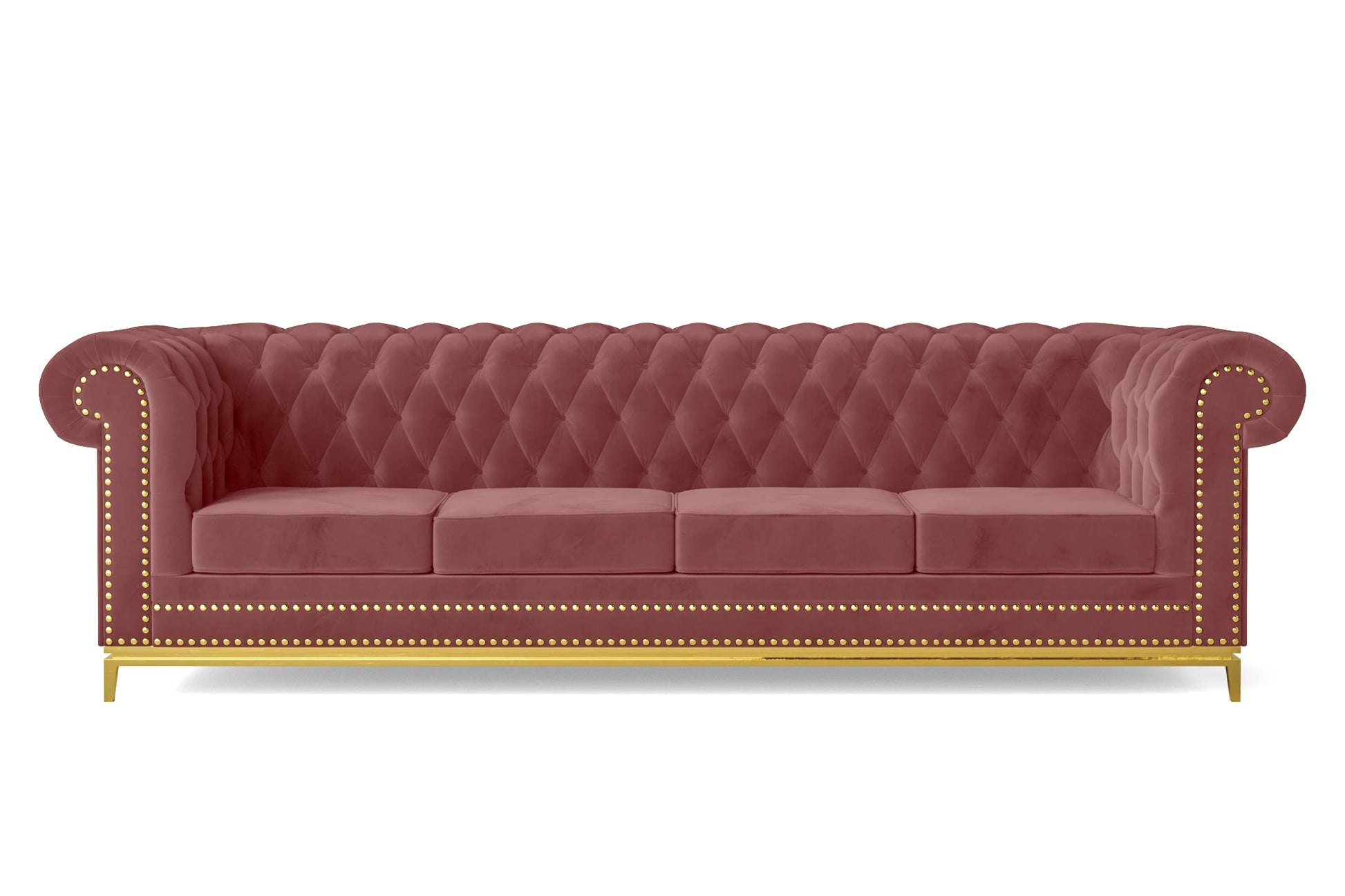 Venice 4 Seater Sofa Pink Velvet