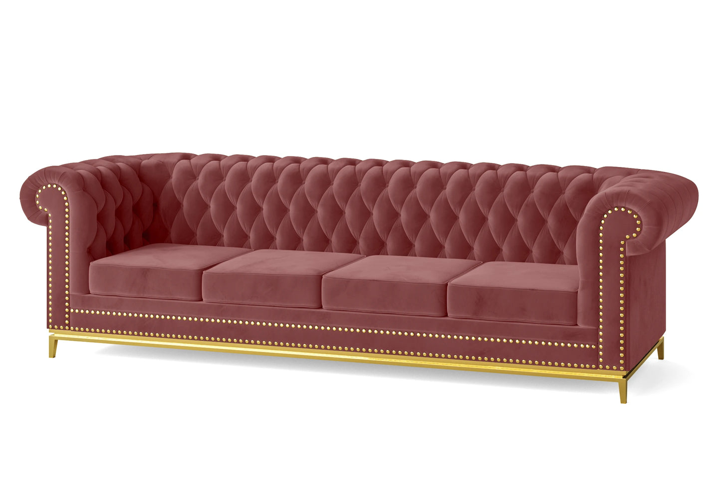 Venice 4 Seater Sofa Pink Velvet