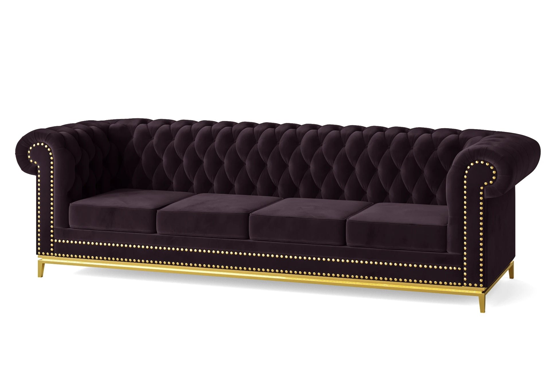 Venice 4 Seater Sofa Purple Velvet