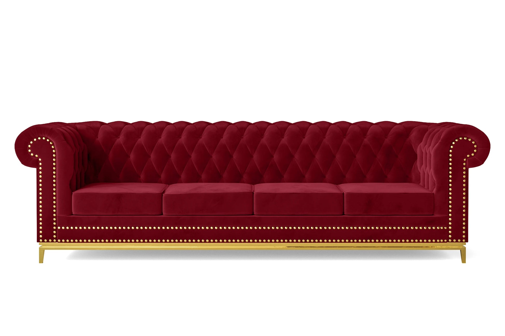 Venice 4 Seater Sofa Red Velvet