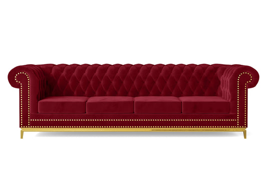 Venice 4 Seater Sofa Red Velvet