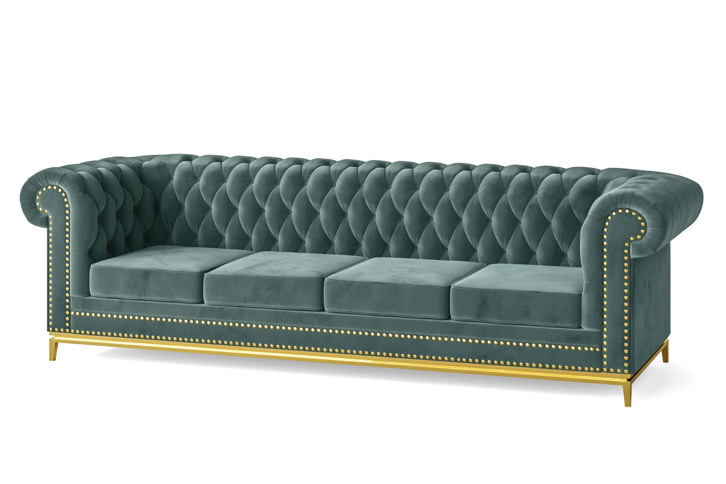 Venice 4 Seater Sofa Teal Velvet