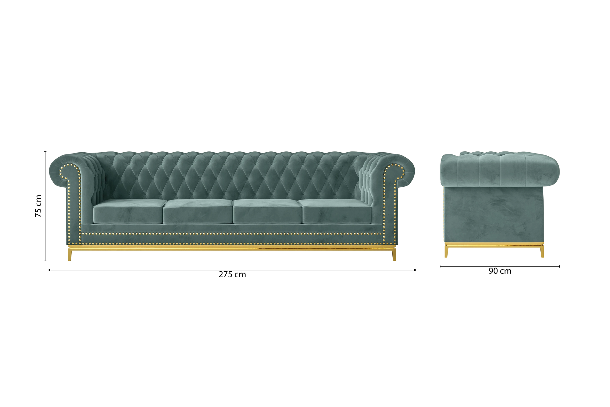 Venice 4 Seater Sofa Teal Velvet