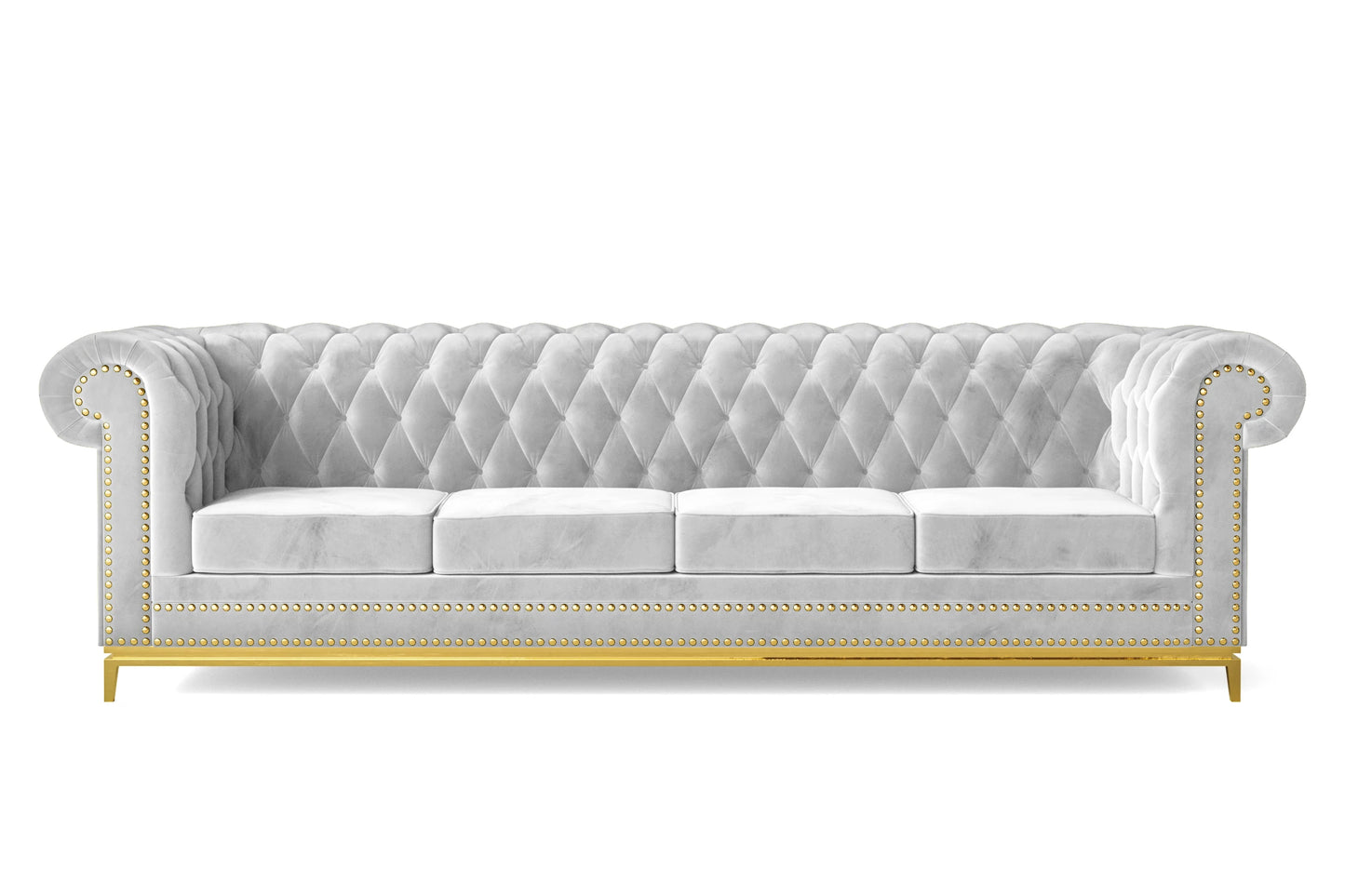 Venice 4 Seater Sofa White Velvet