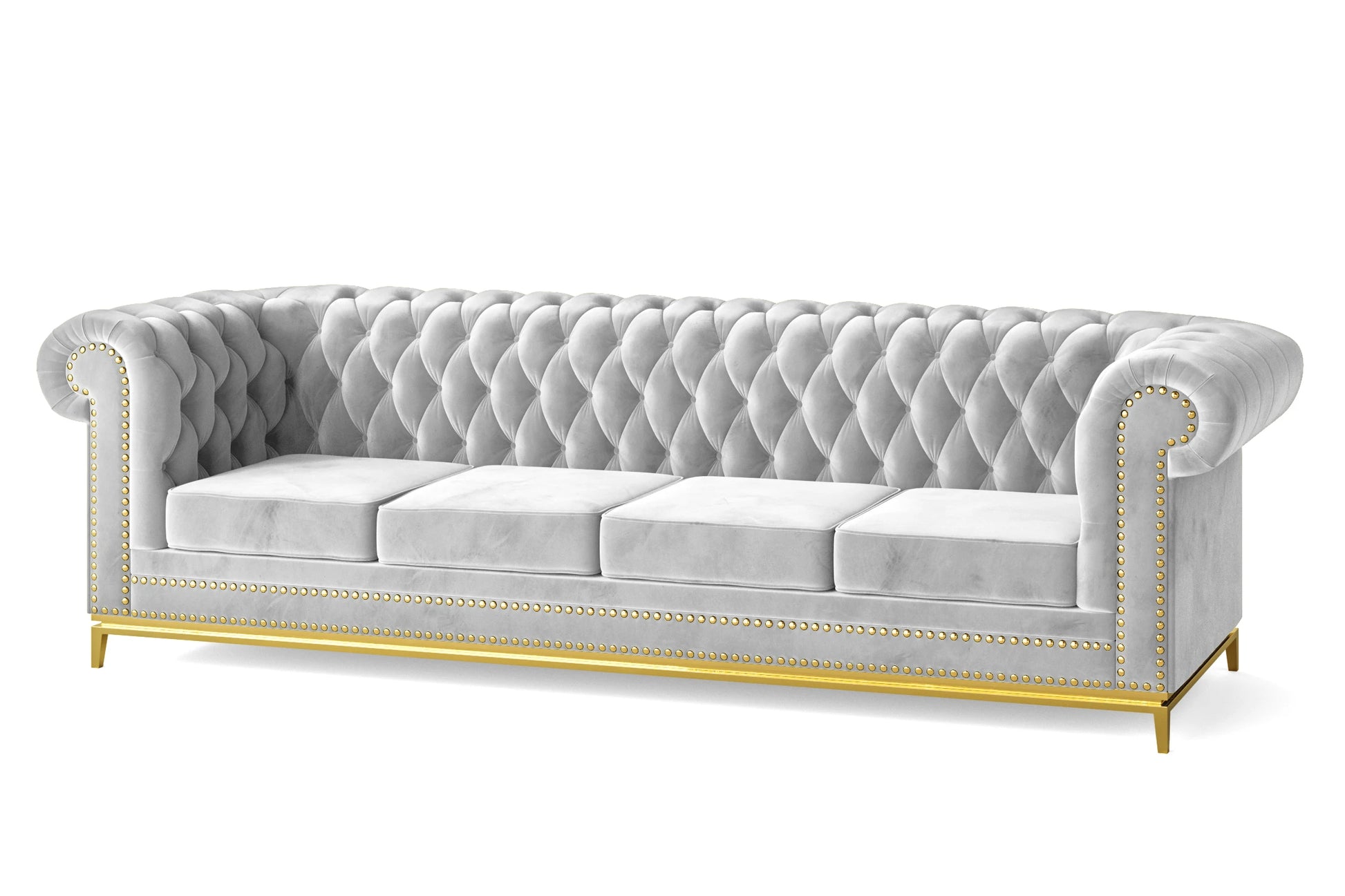 Venice 4 Seater Sofa White Velvet