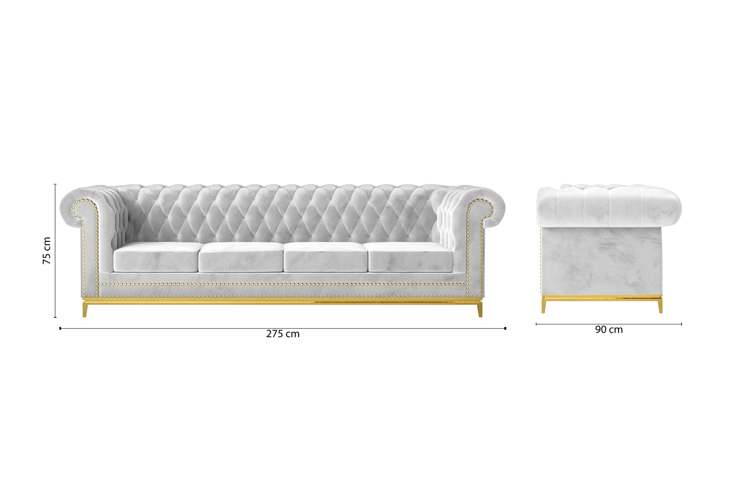 Venice 4 Seater Sofa White Velvet