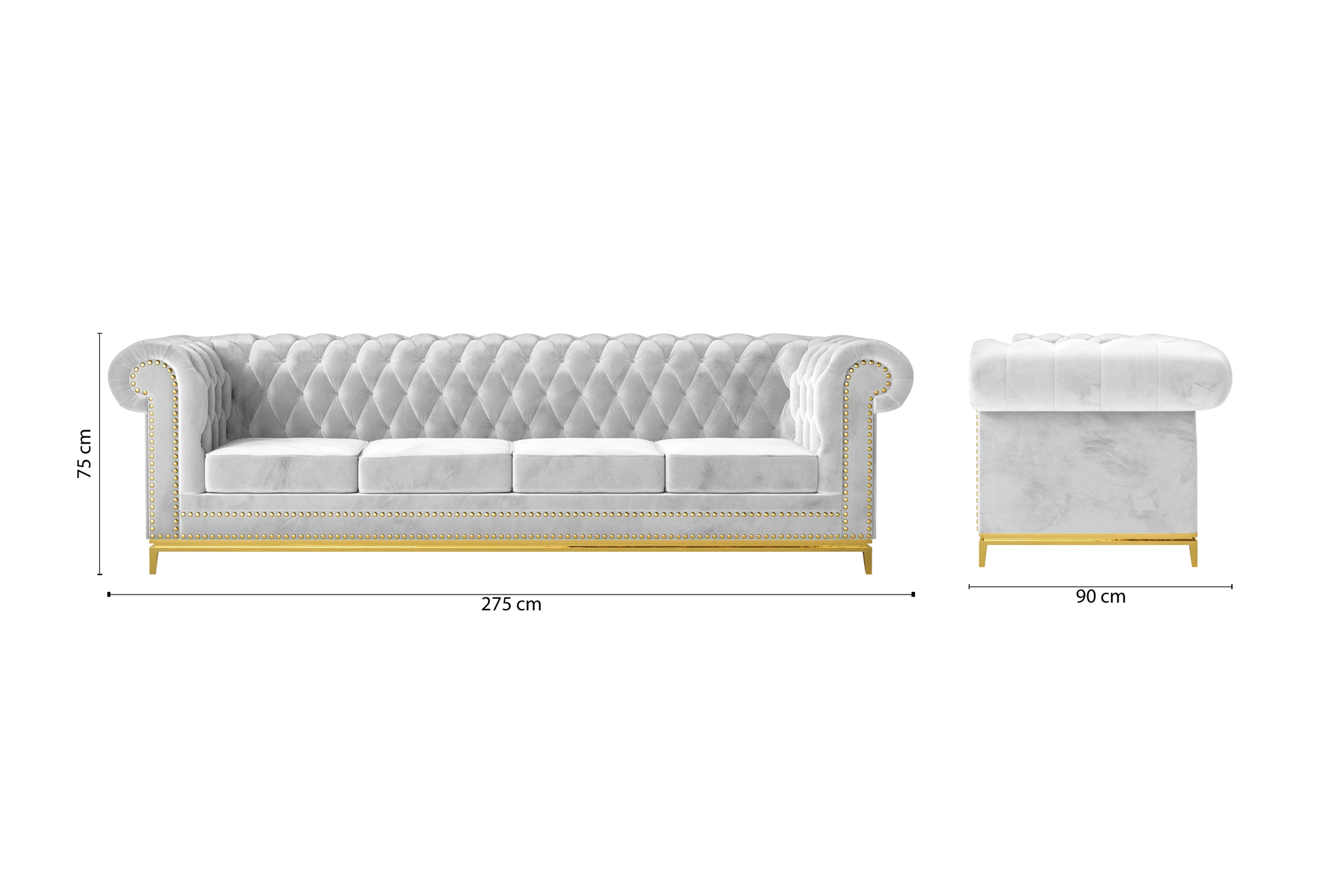 Venice 4 Seater Sofa White Velvet