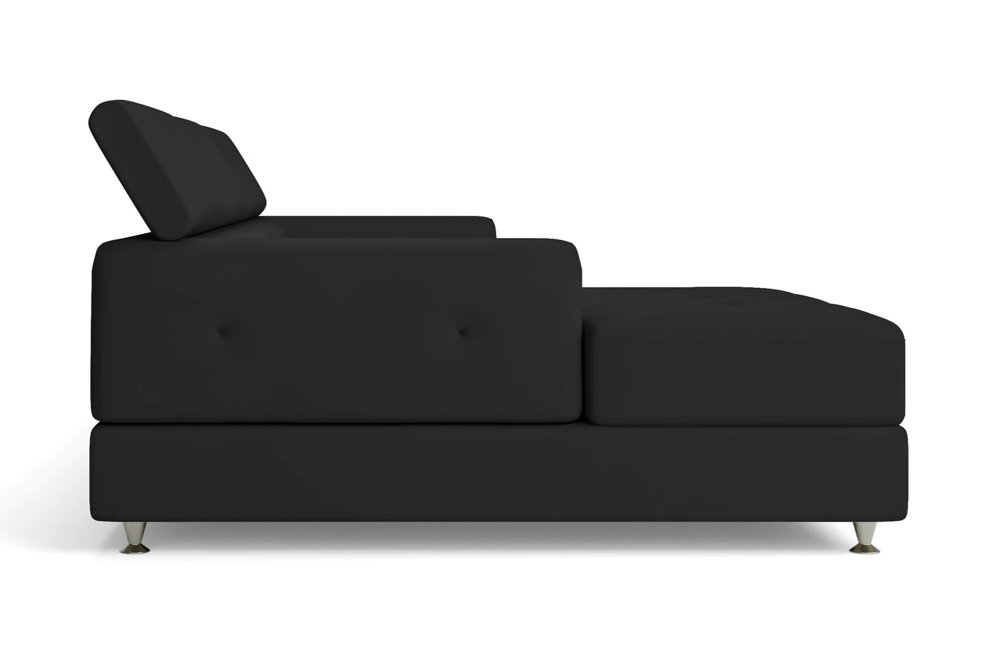 Vicenza 3 Seater Left Hand Facing Chaise Lounge Corner Sofa Black Leather