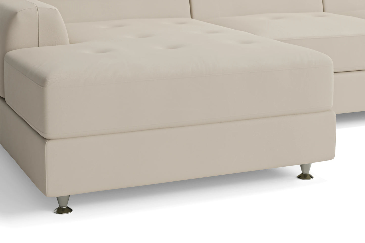 Vicenza 3 Seater Left Hand Facing Chaise Lounge Corner Sofa Cream Leather