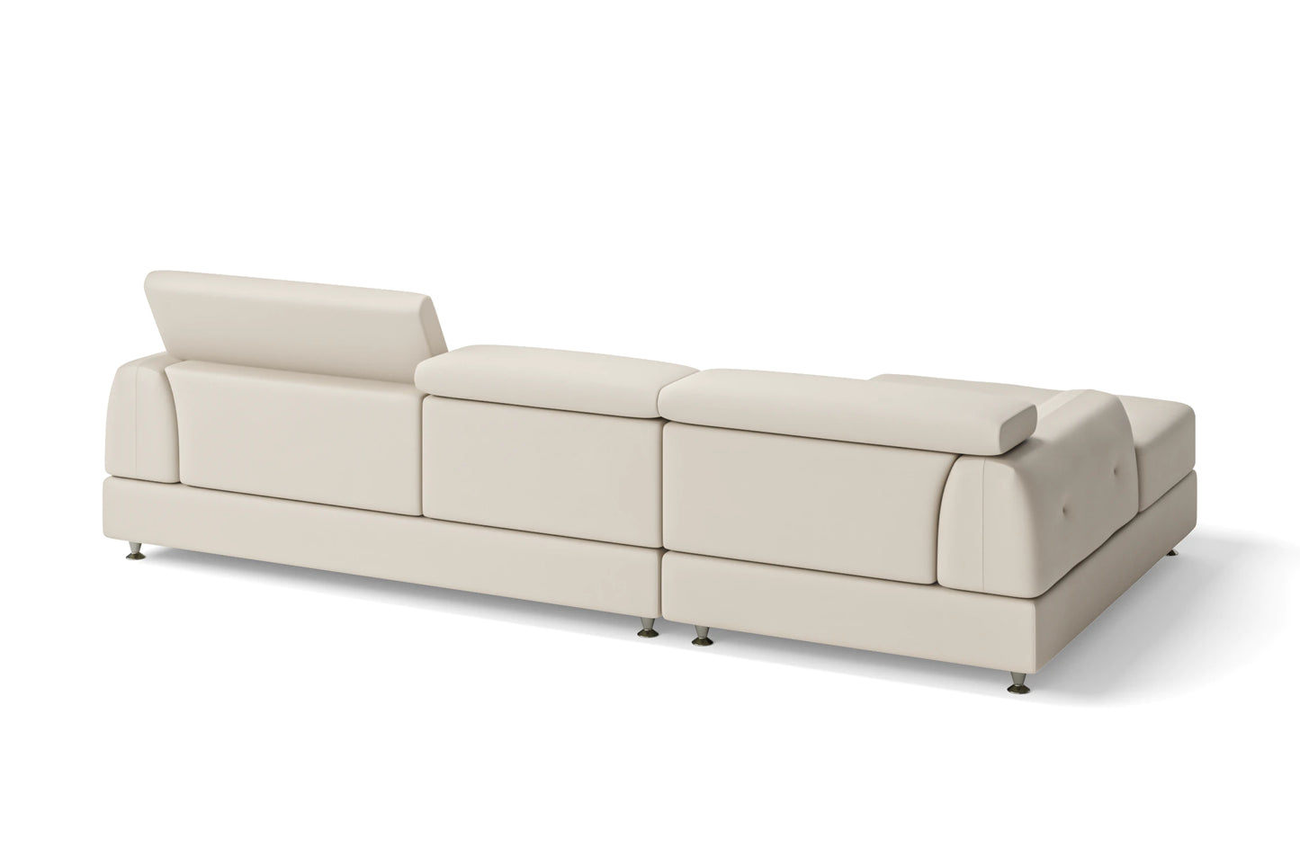 Vicenza 3 Seater Left Hand Facing Chaise Lounge Corner Sofa Cream Leather