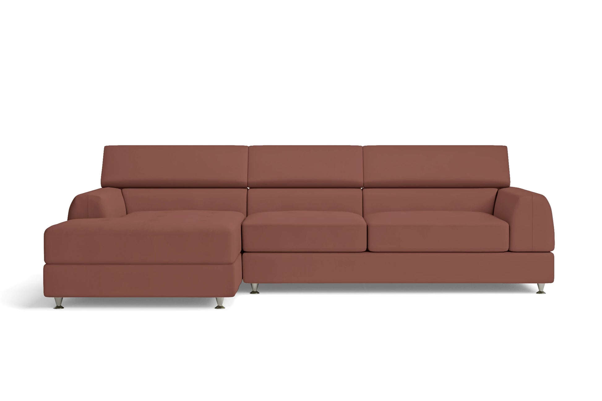 Vicenza 3 Seater Left Hand Facing Chaise Lounge Corner Sofa Mauve Leather