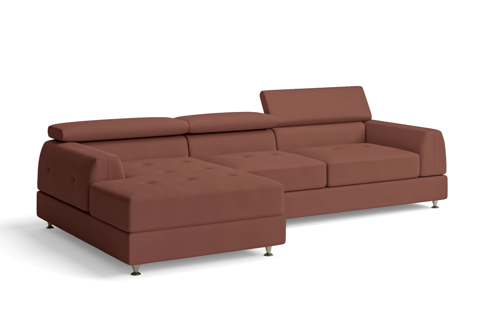 Vicenza 3 Seater Left Hand Facing Chaise Lounge Corner Sofa Mauve Leather