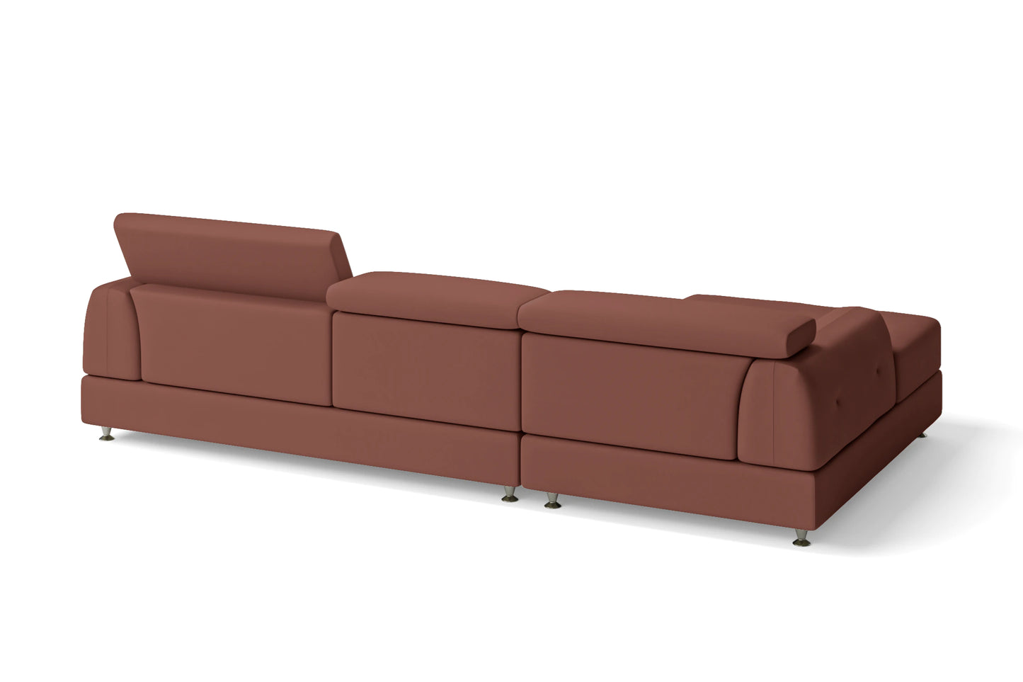 Vicenza 3 Seater Left Hand Facing Chaise Lounge Corner Sofa Mauve Leather