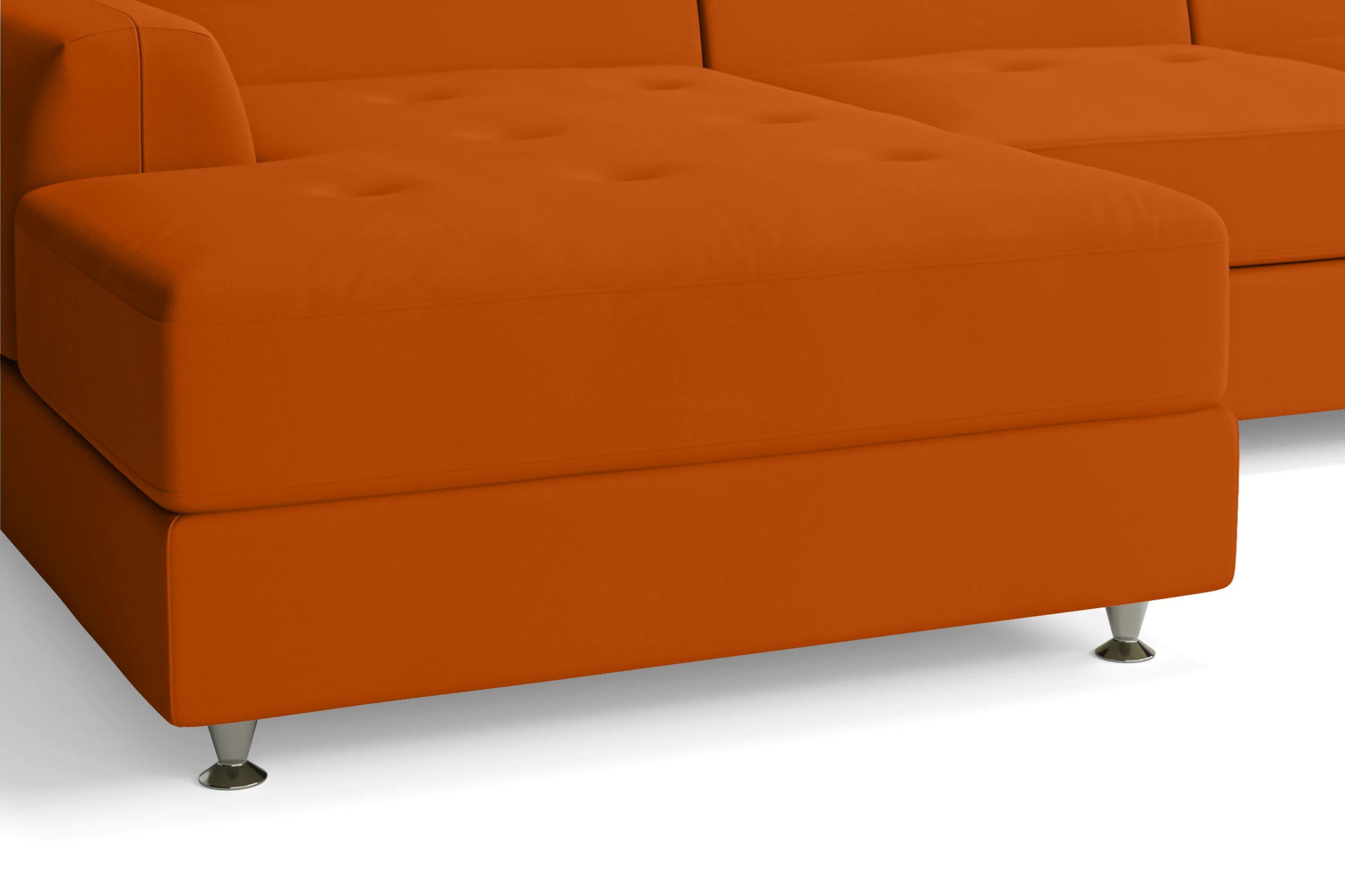 Vicenza 3 Seater Left Hand Facing Chaise Lounge Corner Sofa Orange Leather