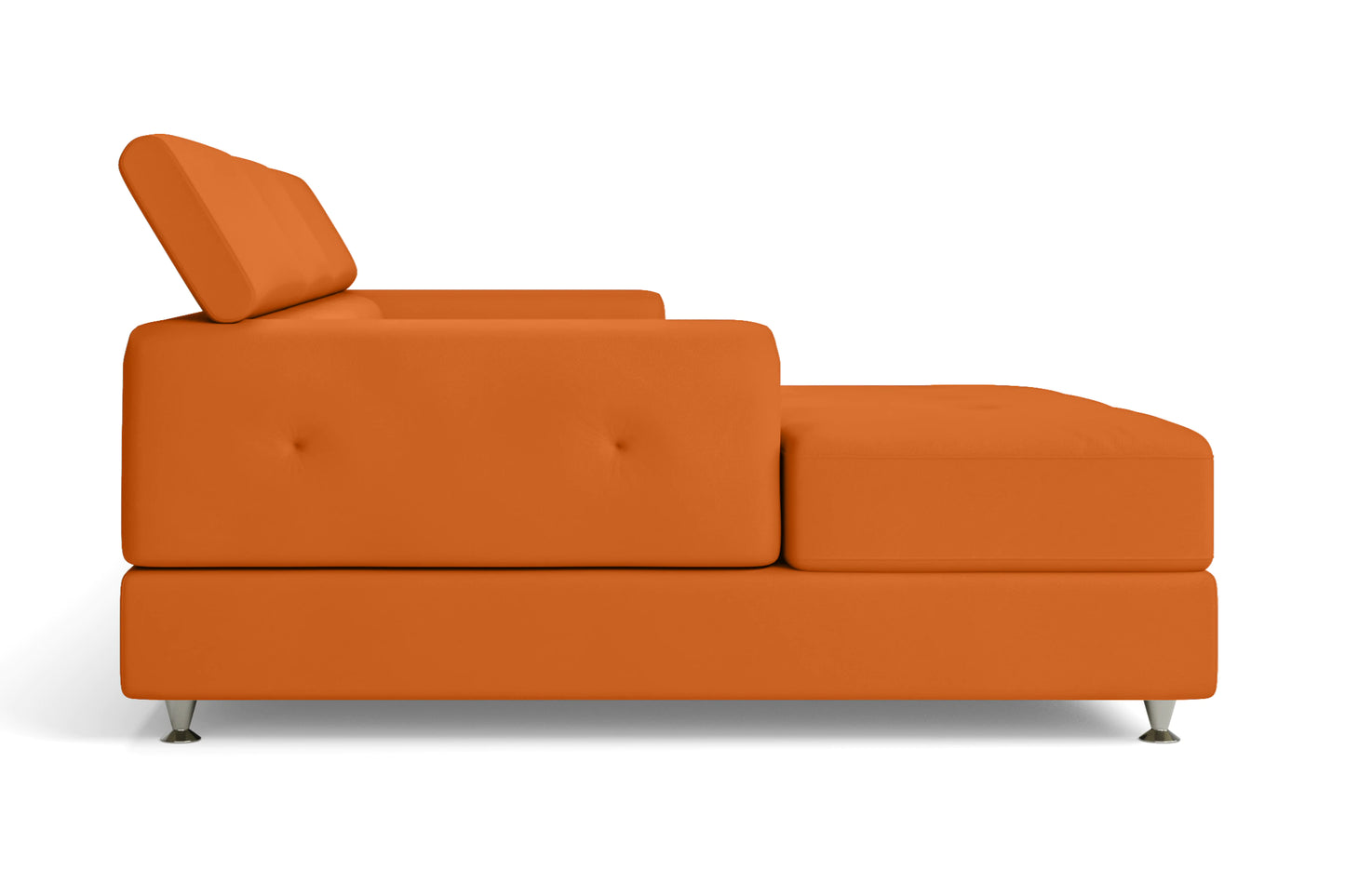 Vicenza 3 Seater Left Hand Facing Chaise Lounge Corner Sofa Orange Leather