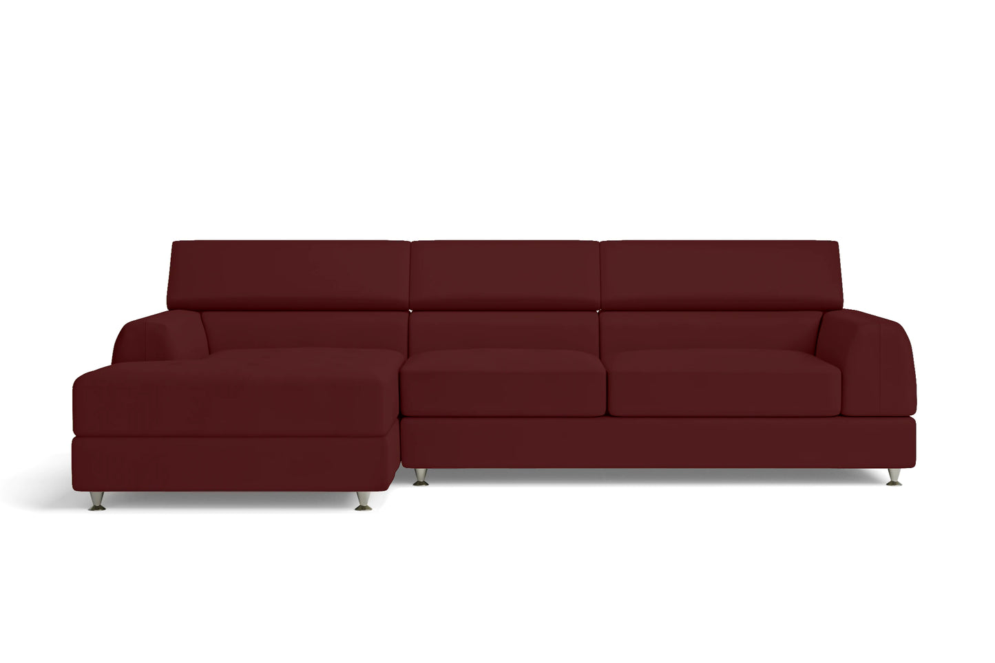 Vicenza 3 Seater Left Hand Facing Chaise Lounge Corner Sofa Red Leather