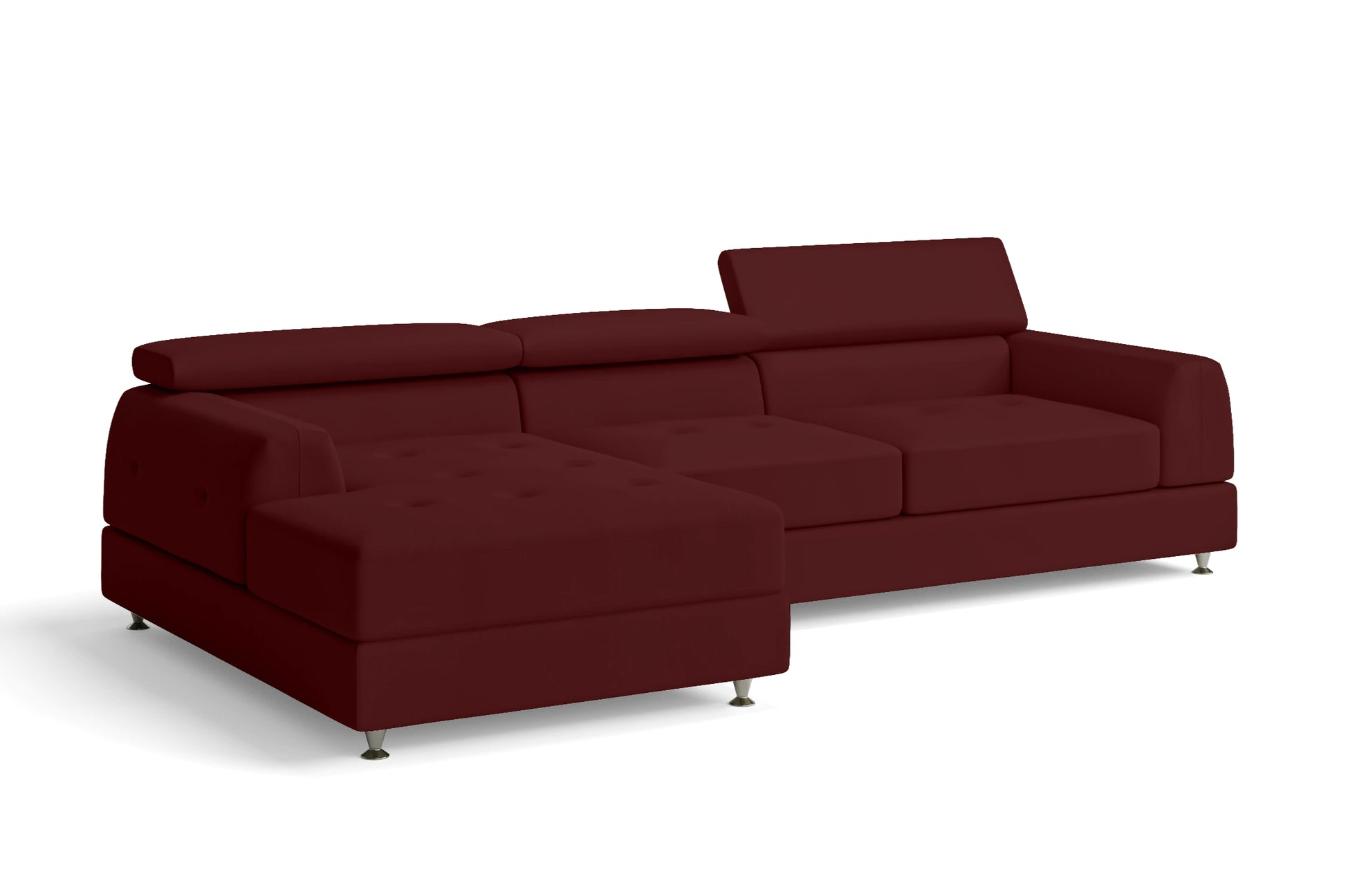 Vicenza 3 Seater Left Hand Facing Chaise Lounge Corner Sofa Red Leather