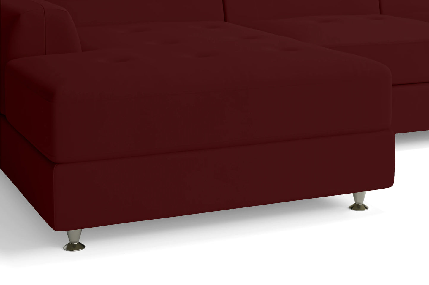 Vicenza 3 Seater Left Hand Facing Chaise Lounge Corner Sofa Red Leather