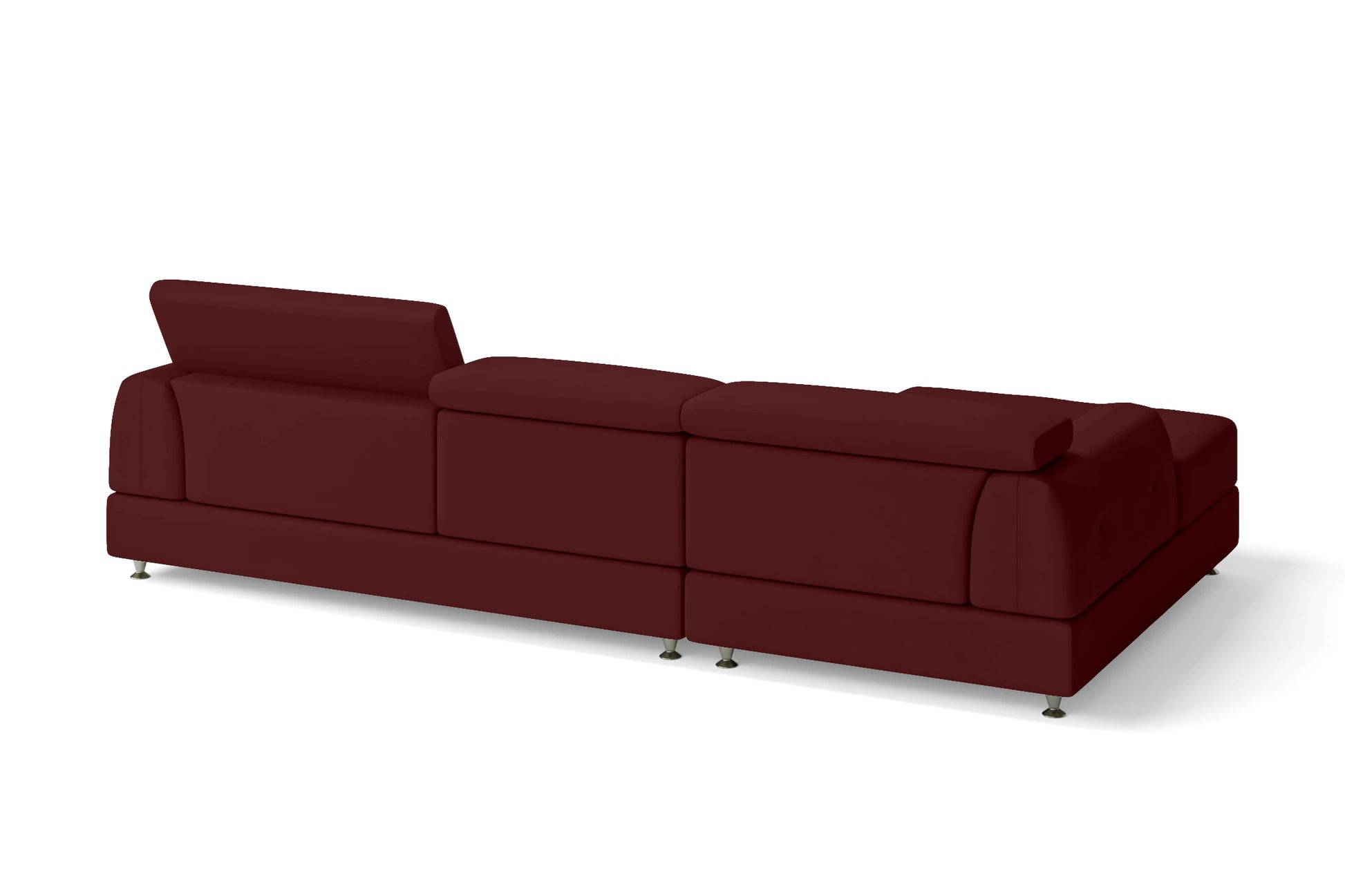 Vicenza 3 Seater Left Hand Facing Chaise Lounge Corner Sofa Red Leather