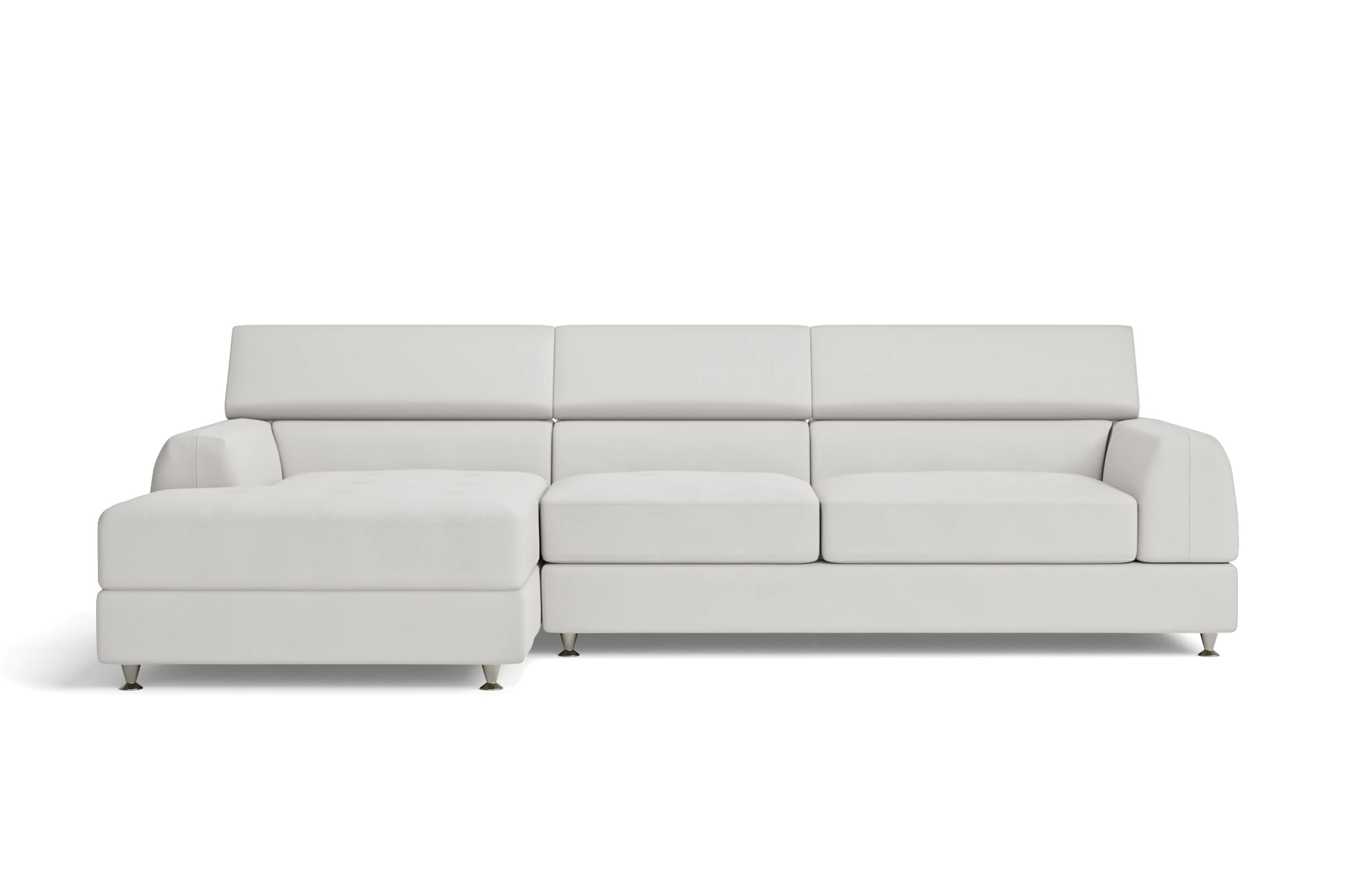 Vicenza 3 Seater Left Hand Facing Chaise Lounge Corner Sofa White Leather