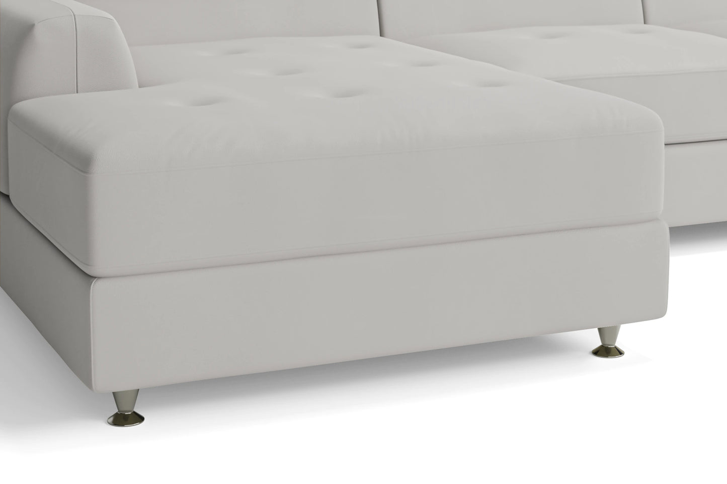 Vicenza 3 Seater Left Hand Facing Chaise Lounge Corner Sofa White Leather