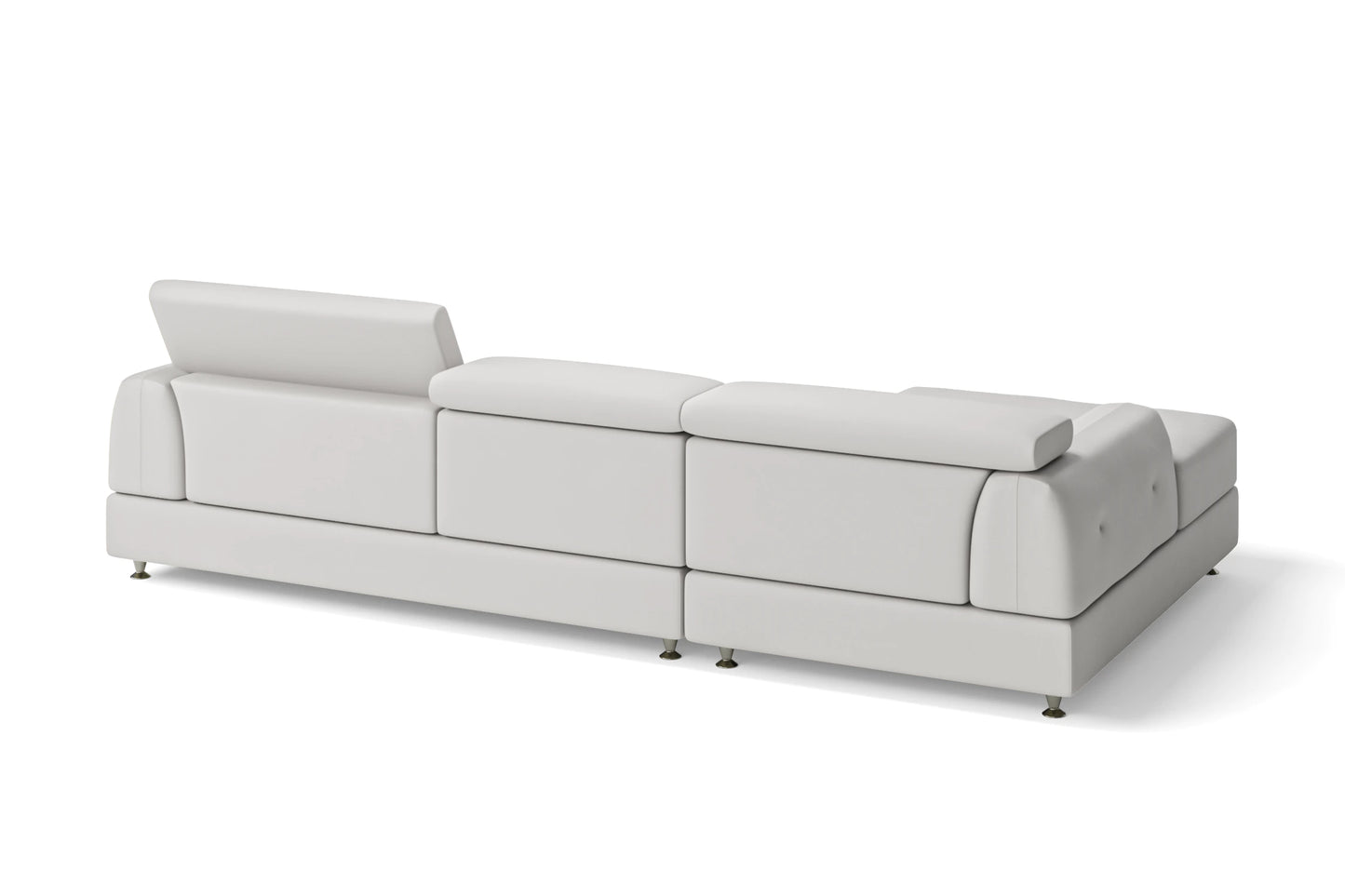 Vicenza 3 Seater Left Hand Facing Chaise Lounge Corner Sofa White Leather