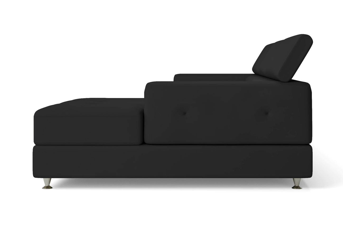 Vicenza 3 Seater Right Hand Facing Chaise Lounge Corner Sofa Black Leather