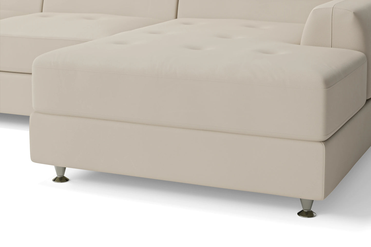 Vicenza 3 Seater Right Hand Facing Chaise Lounge Corner Sofa Cream Leather