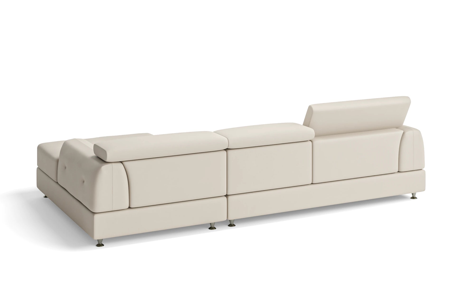 Vicenza 3 Seater Right Hand Facing Chaise Lounge Corner Sofa Cream Leather